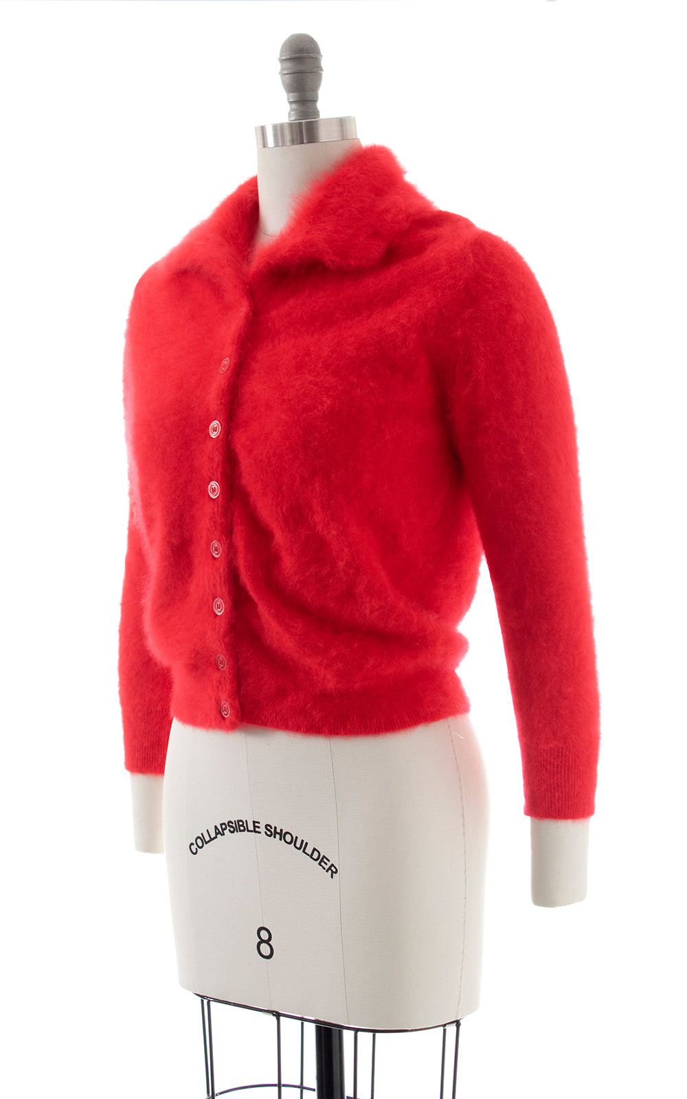 1950s Red Angora Knit Cardigan | small/medium