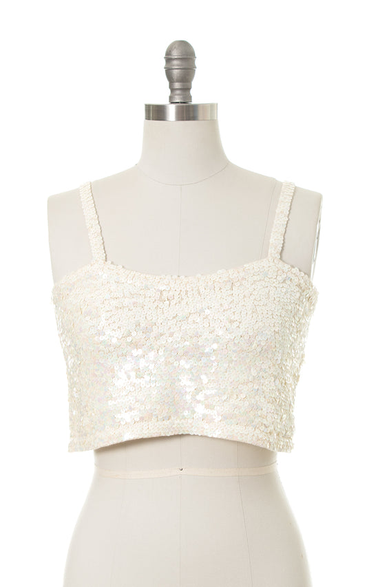 1990s 2000s Sequin Knit Crop Top