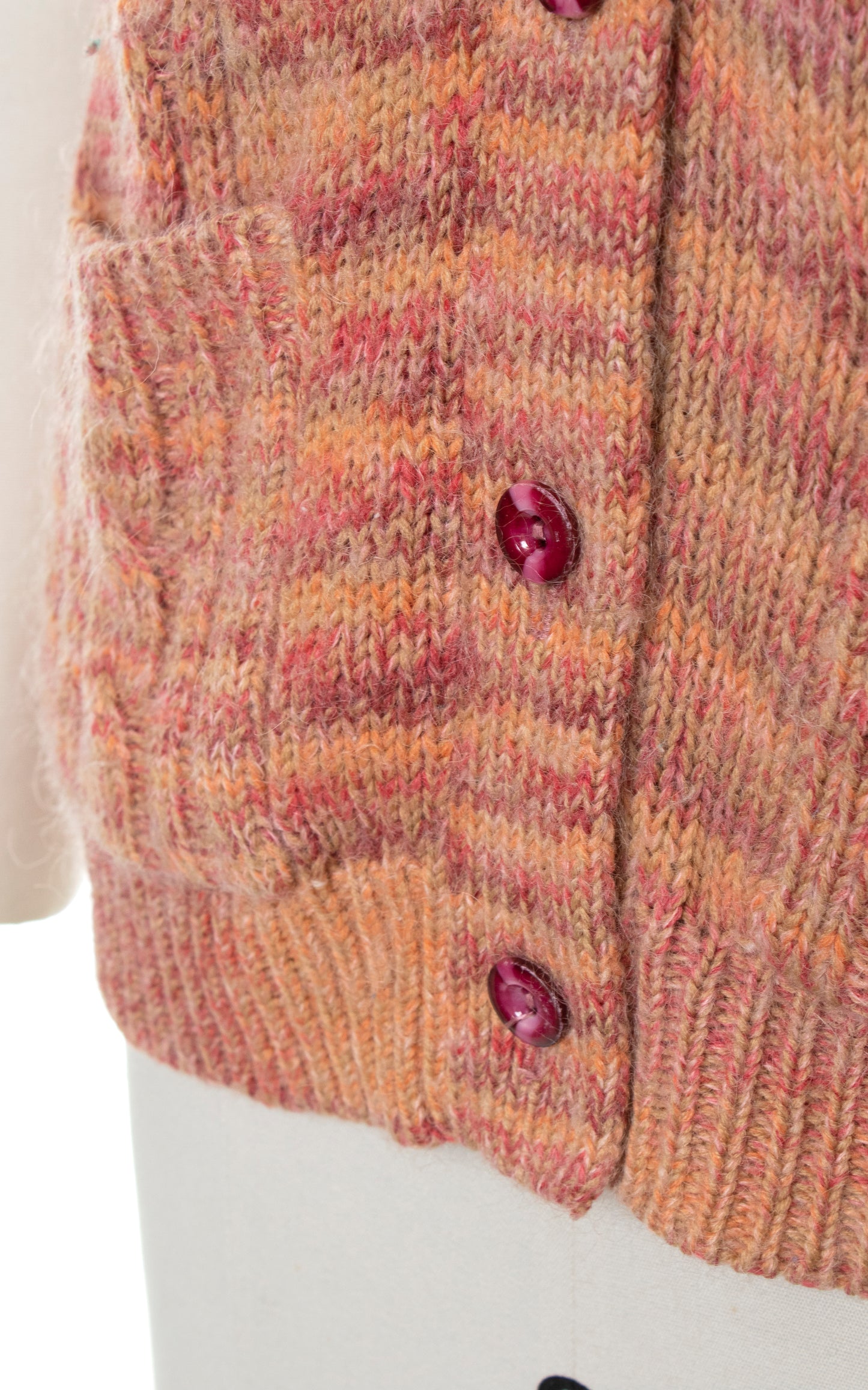 Vintage 70s 1970s Peach Pink Spacedye Knit Wool Sweater Vest Birthday Life Vintage