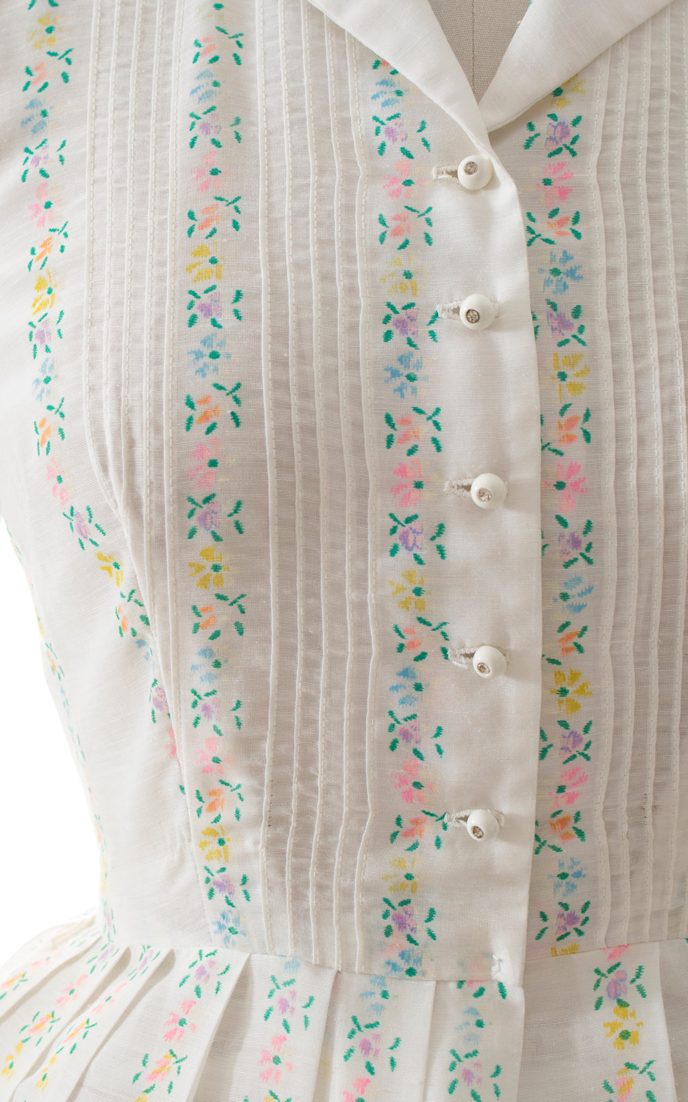 1960s Pastel Floral Striped Shirtwaist Dress BirthdayLifeVintage