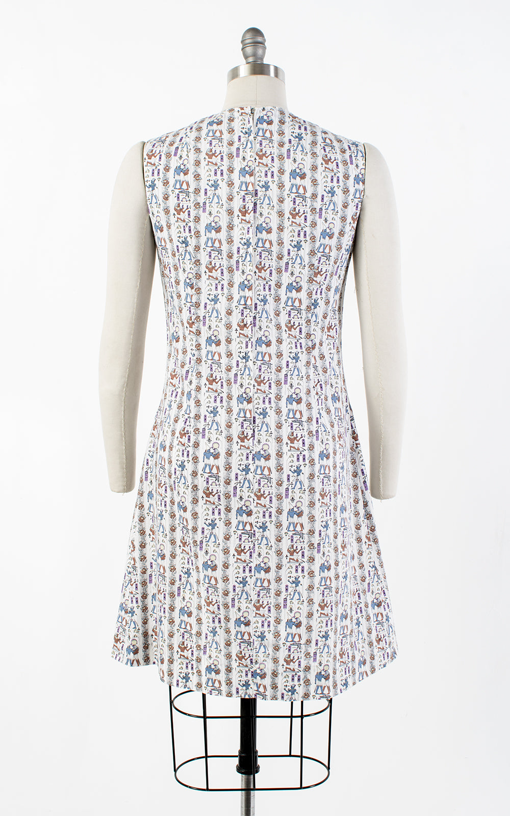 💐 SPRING CLEAROUT 💐 1960s Egyptian Novelty Print Cotton Shift Sundress | small