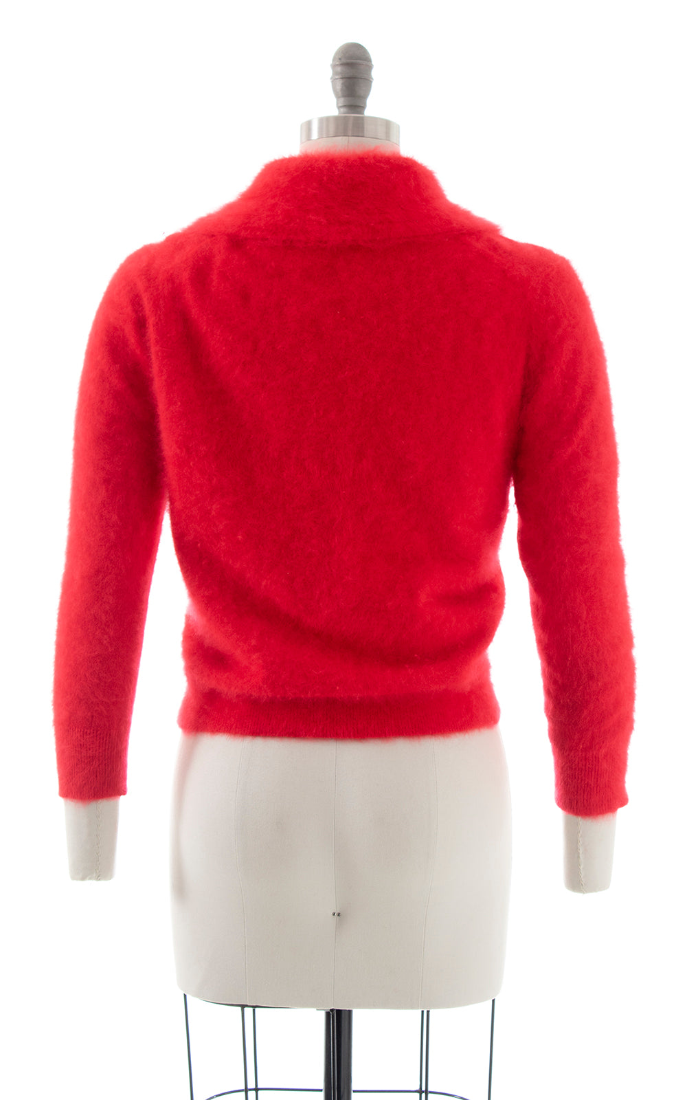 1950s Red Angora Knit Cardigan | small/medium