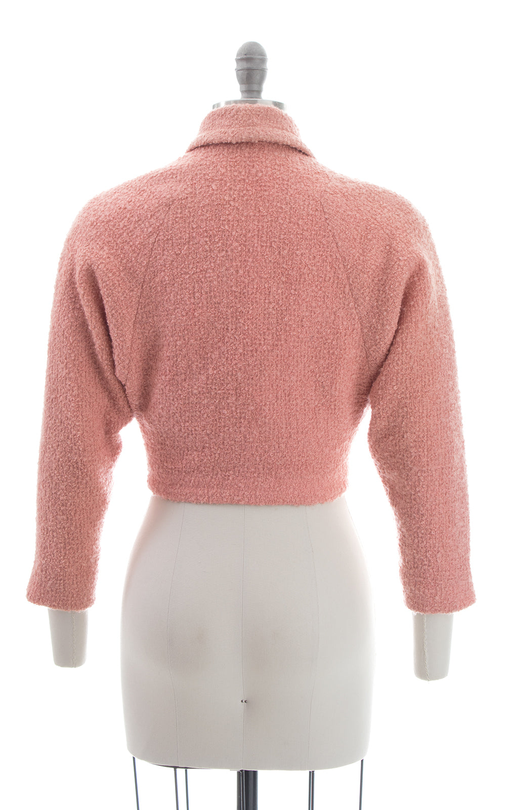 1950s Bubblegum Pink Bouclé Wool Cropped Coat