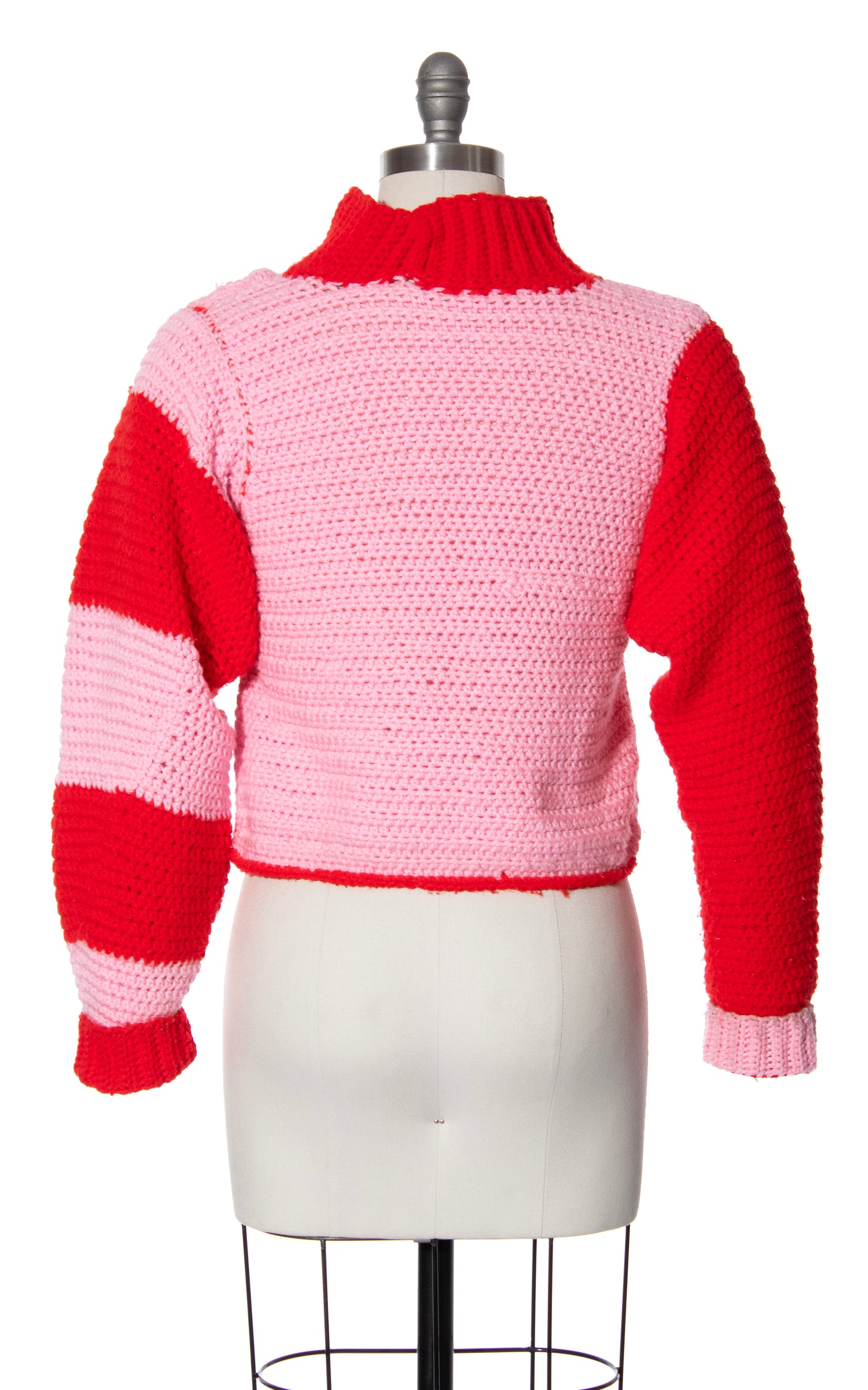 Vintage 70s 80s 1970s 1980s Love Novelty Chunky Knit Red Pink Sweater BirthdayLifeVintage