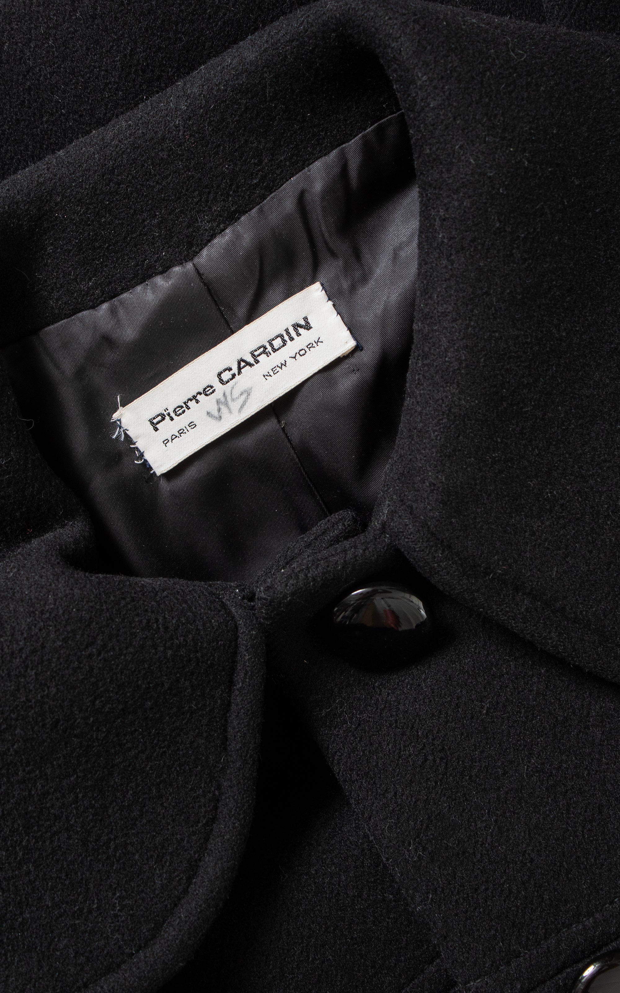 1960s PIERRE CARDIN Black Wool Cashmere Coat | small