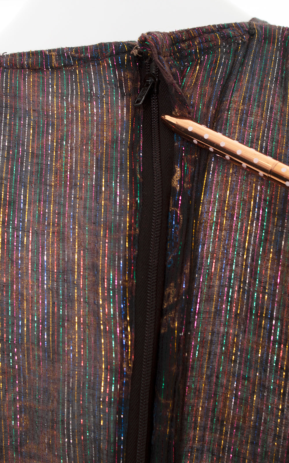 1970s Indian Cotton Metallic Rainbow Printed Sheer Jumpsuit | medium/large