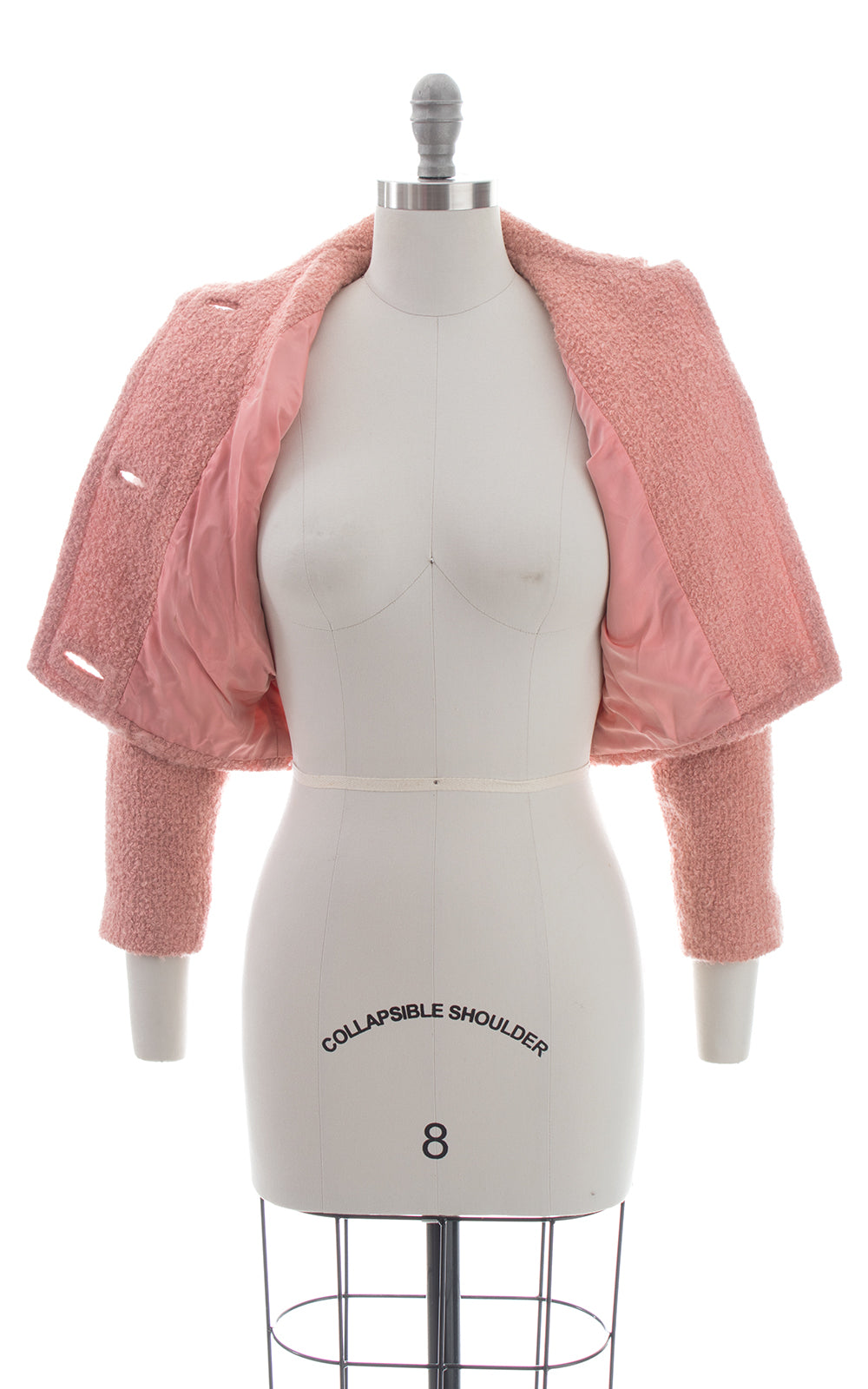 1950s Bubblegum Pink Bouclé Wool Cropped Coat