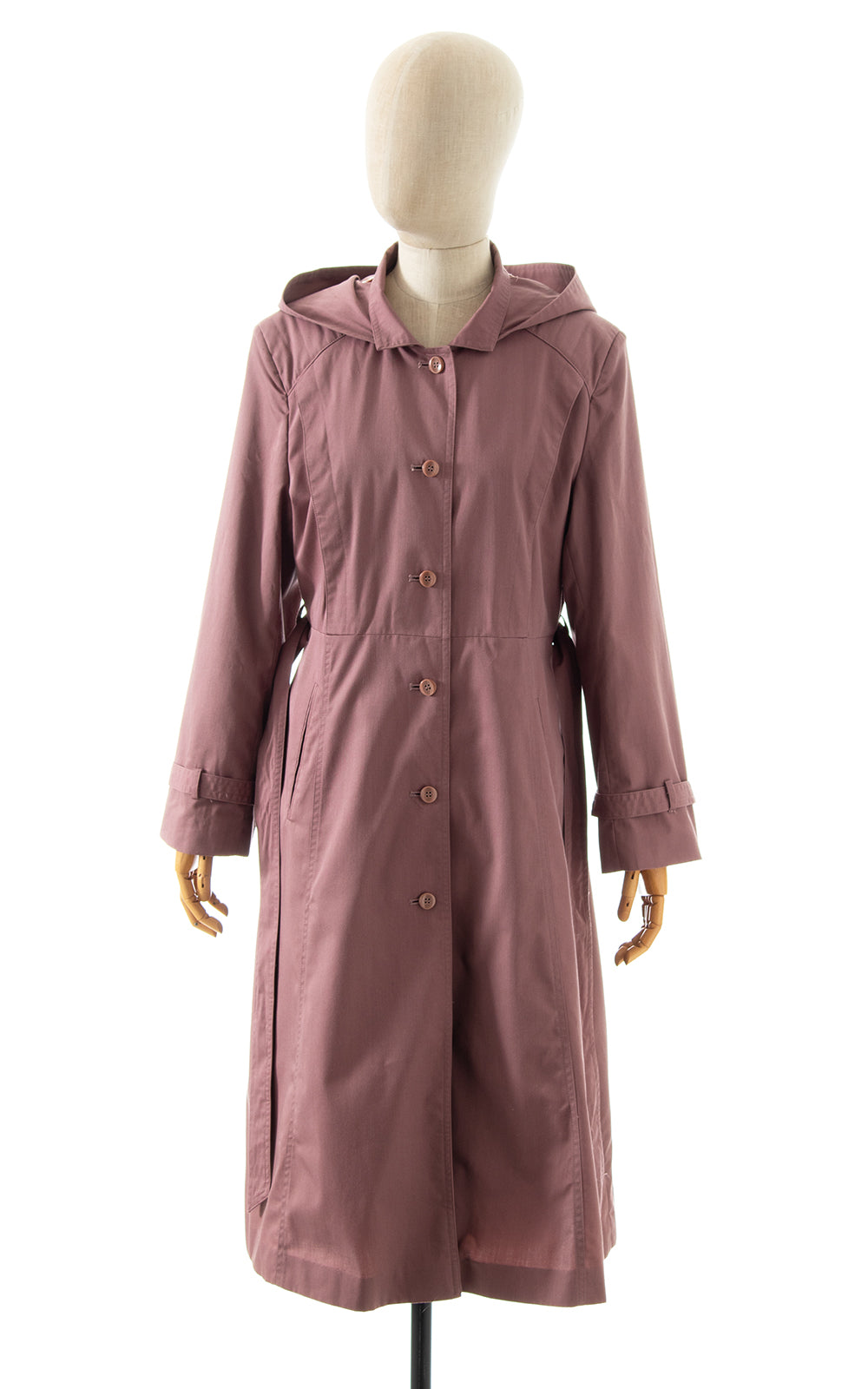 1980s Mauve Hooded Rain Trench Coat | medium/large