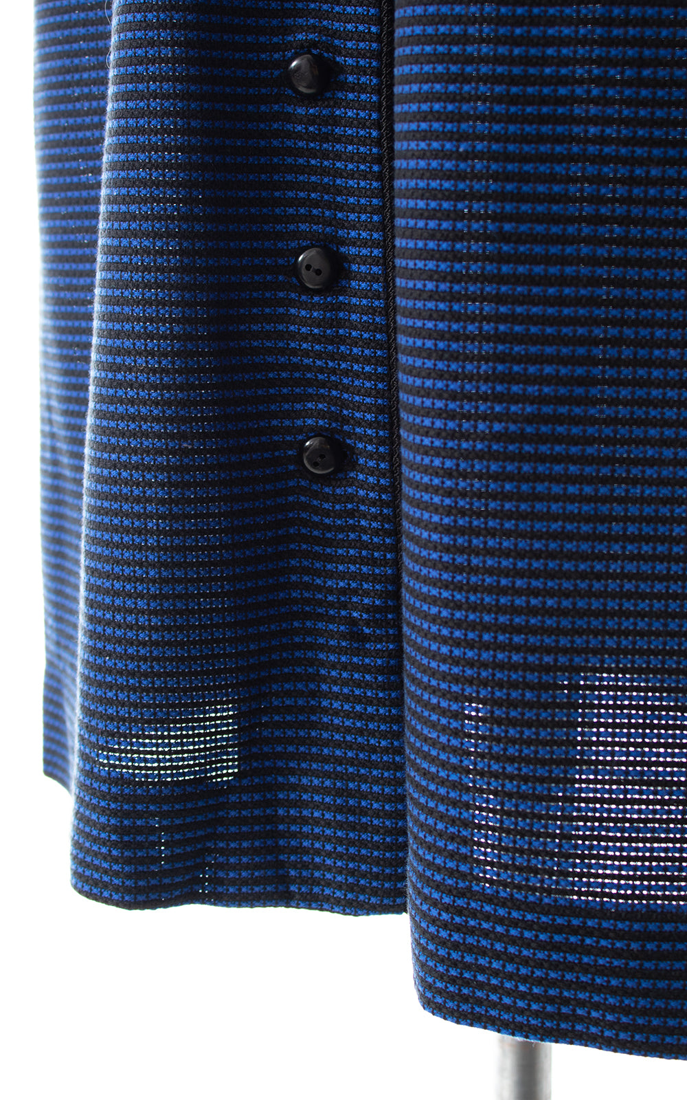 1950s Woven Blue Black Shirtwaist Dress | medium