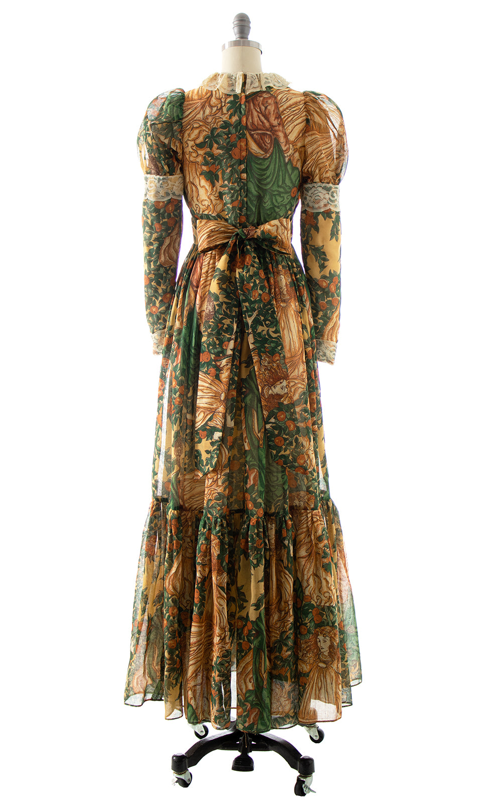 1970s GUNNE SAX Adam & Eve Novelty Print Maxi Dress BirthdayLifeVintage