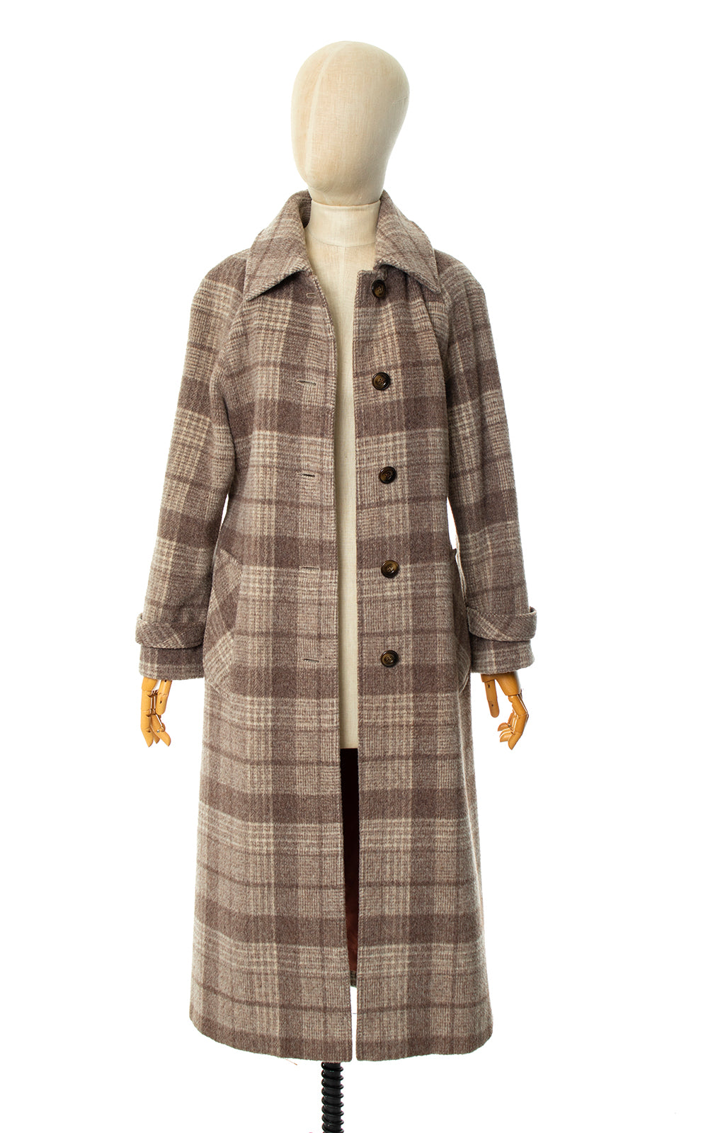 1970s Plaid Wool Hooded Belted Coat small Birthday Life Vintage