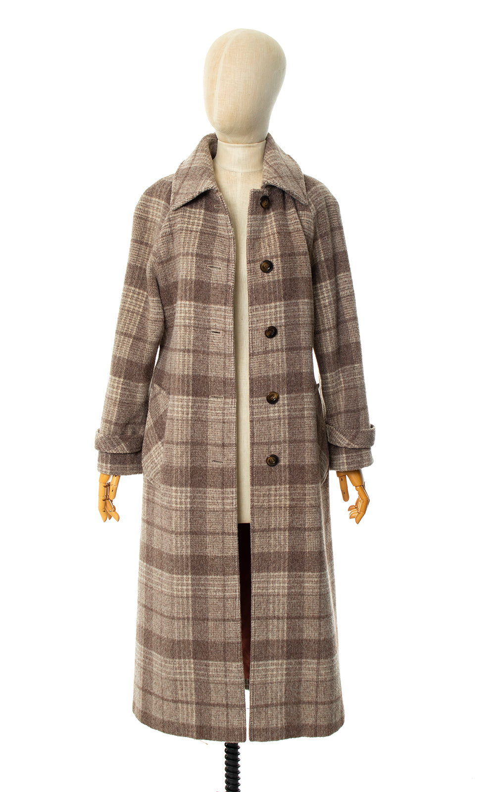 Vintage 1970s 70s Plaid Wool Hooded Belted Coat Birthday Life Vintage