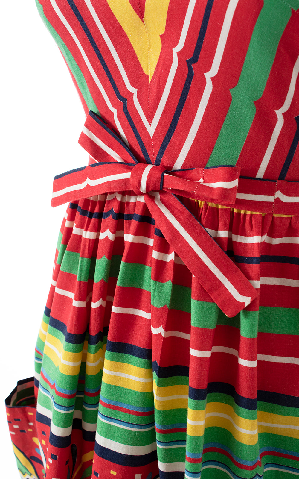 1940s Mexican Novelty Border Print Wrap Dress | medium/large