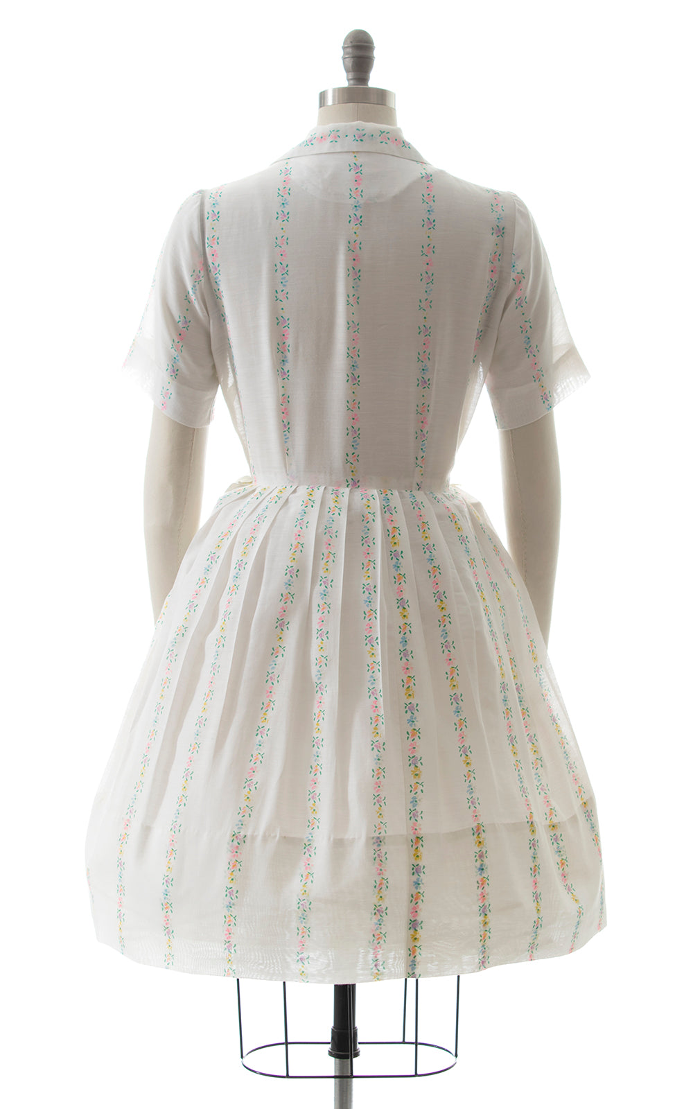 1960s Pastel Floral Striped Shirtwaist Dress BirthdayLifeVintage