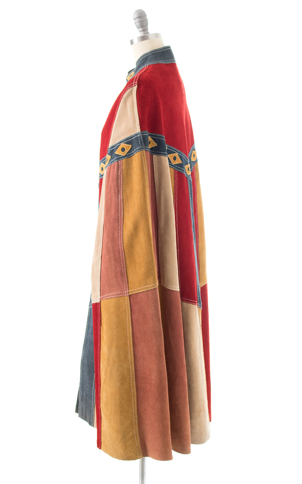 1960s 1970s Suede Patchwork Cape