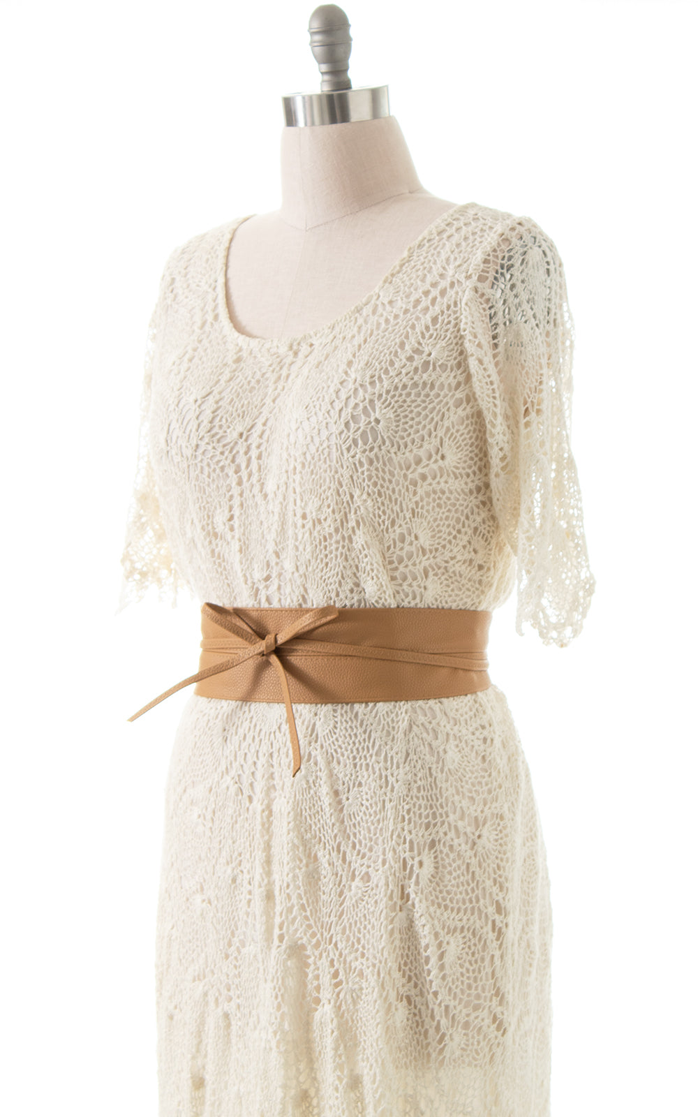 1990s does 70s Cream Crochet Maxi Dress BirthdayLifeVintage