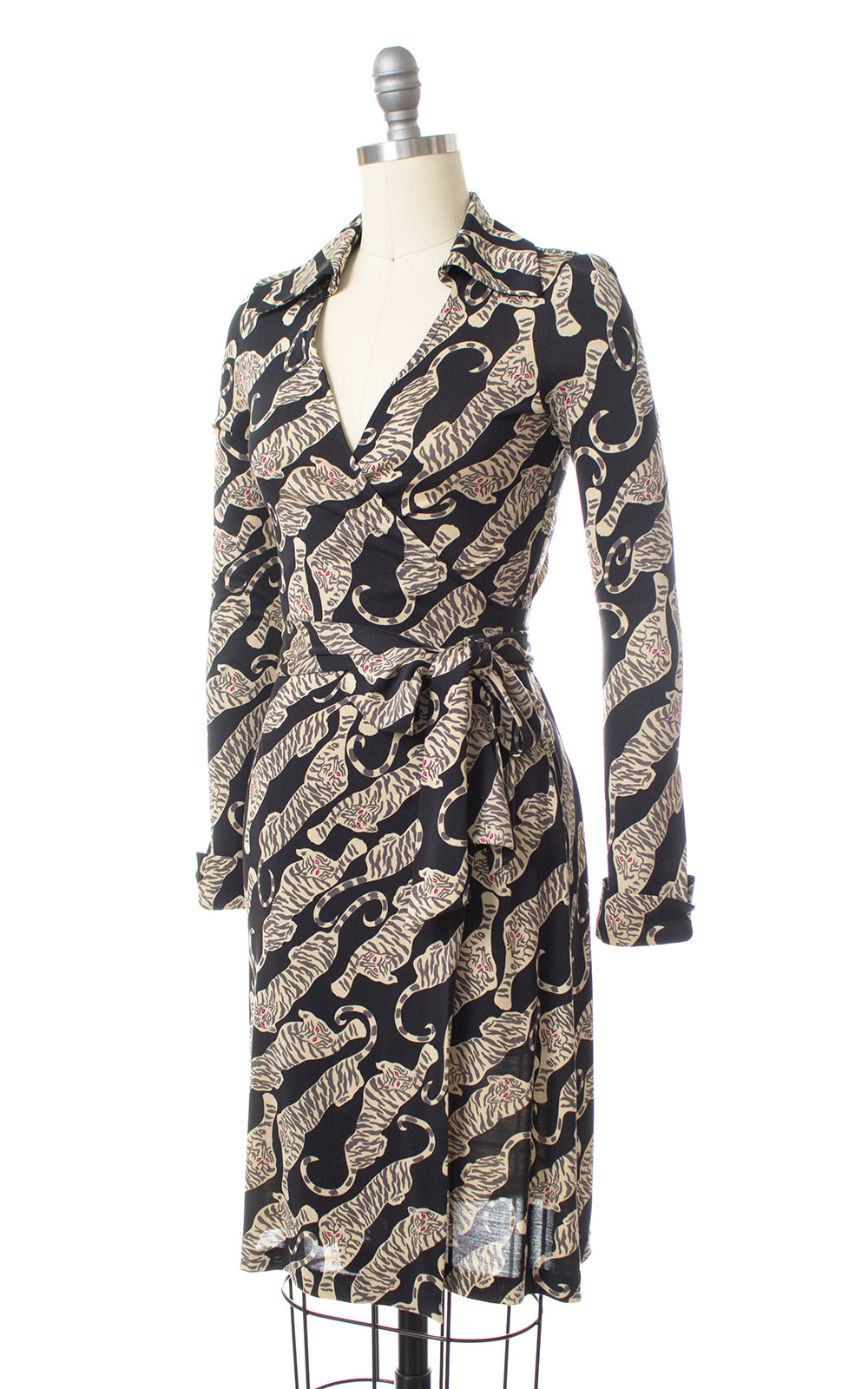 Vintage Diane von Furstenberg Tiger Novelty Print Silk Jersey Wrap Dre Birthday Life Vintage Vintage Diane von Furstenberg Tiger Novelty Print Silk Jersey Wrap Dre Birthday Life Vintage