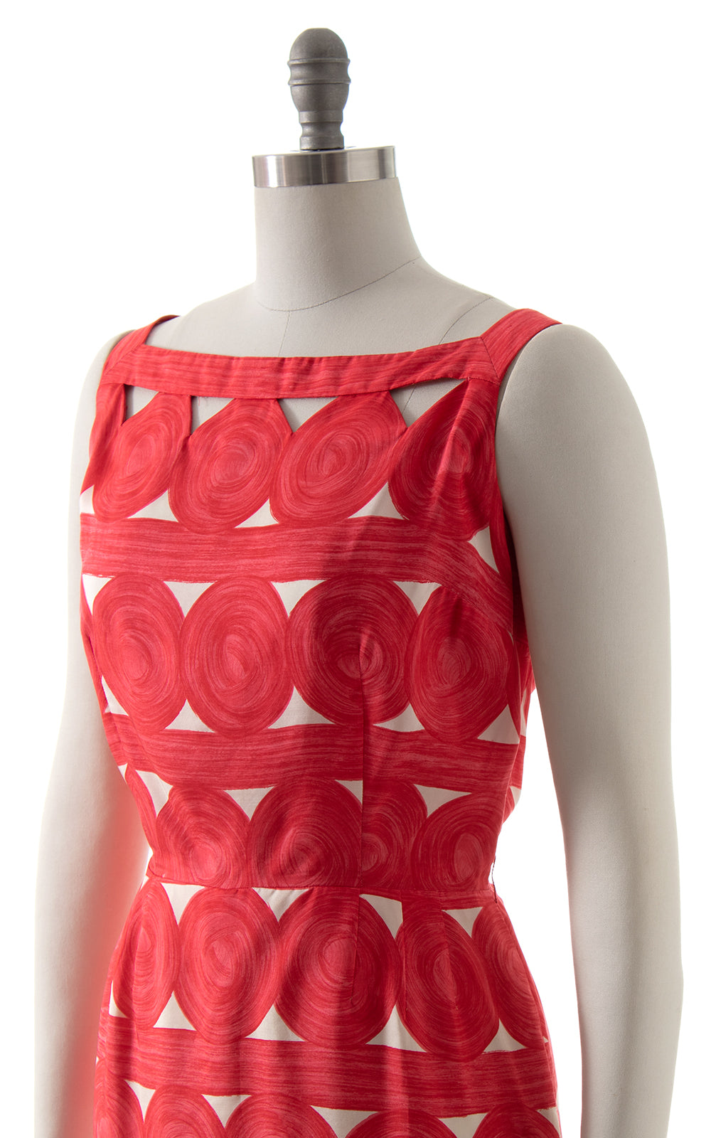 1950s Cutout Polka Dot Silk Sheath Dress BirthdayLifeVintage
