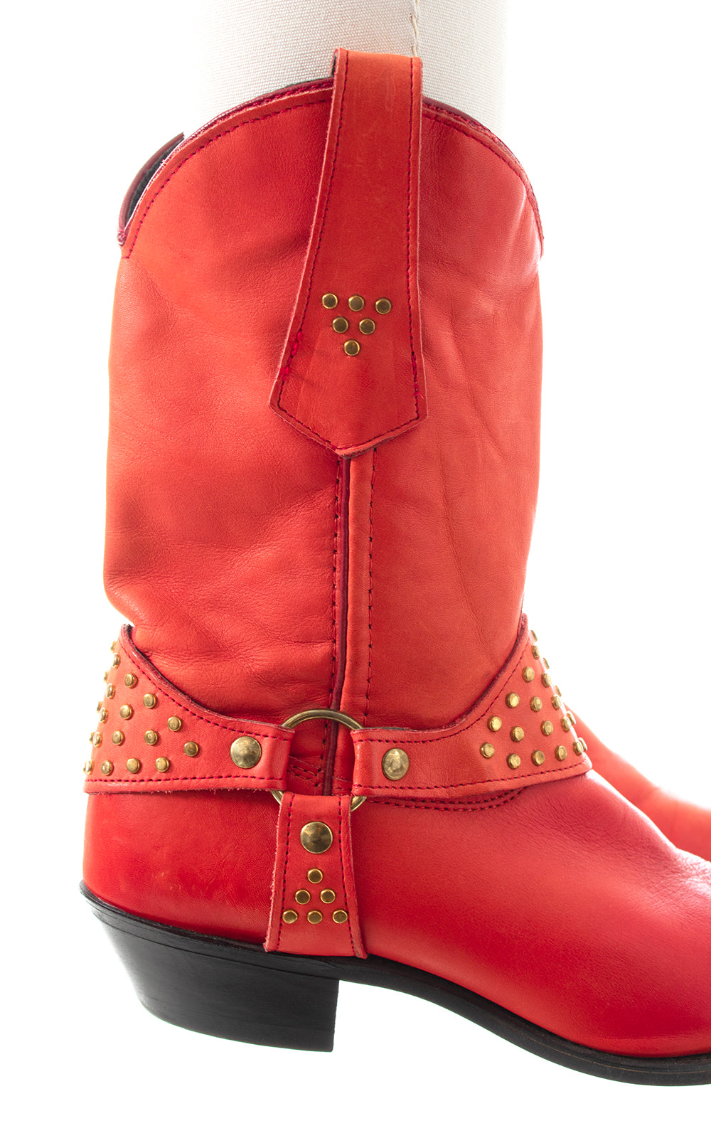 1980s 1990s WRANGLER Studded Red Leather Boots | US 7.5