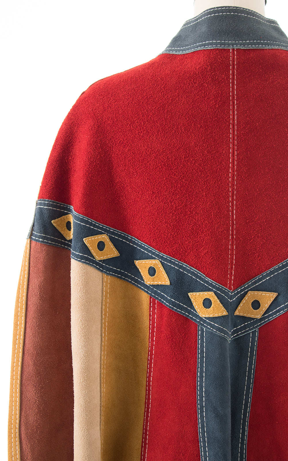 1960s 1970s Suede Patchwork Cape