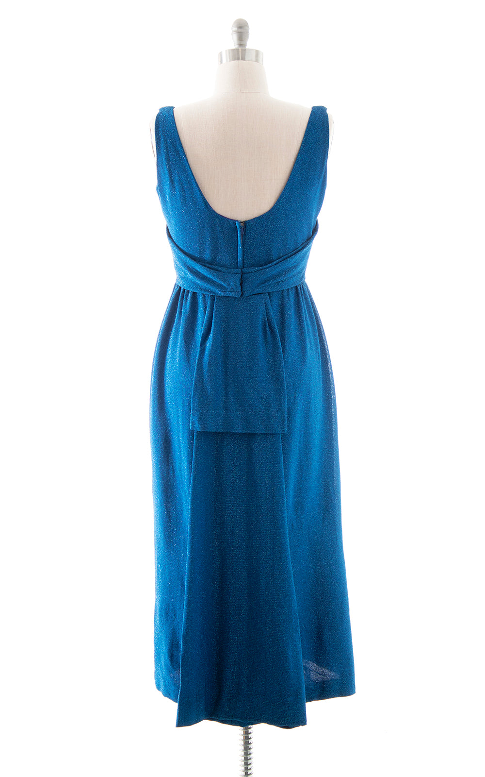 1960s Blue Lurex Gown with Train | medium/large