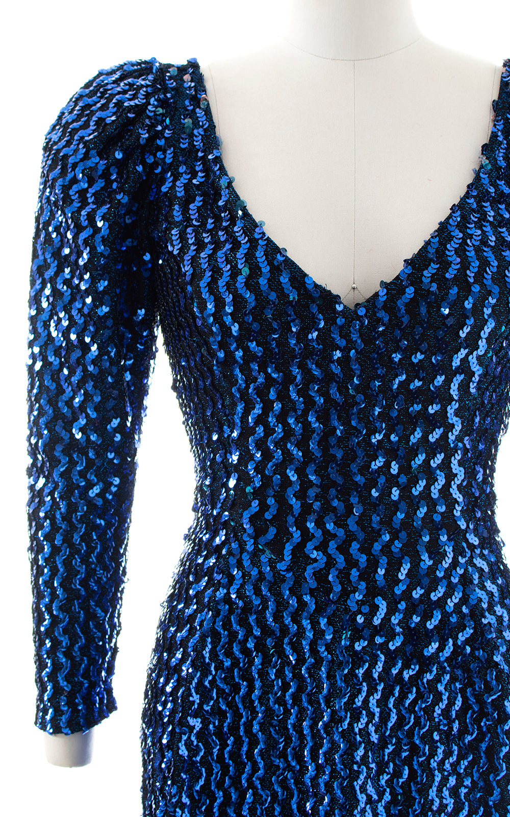 1980s Metallic Blue Sequin Party Dress | small/medium Birthday Life Vintage 1980s Metallic Blue Sequin Party Dress | small/medium Birthday Life Vintage