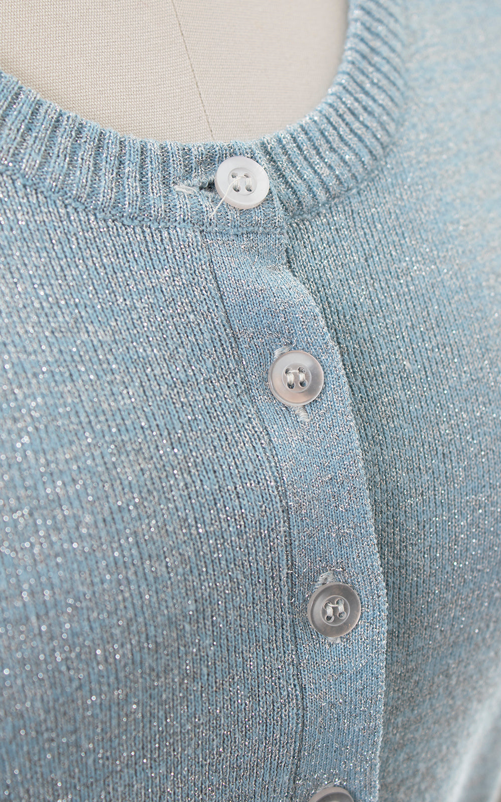 1960s Metallic Blue Knit Sweater Top | small/medium