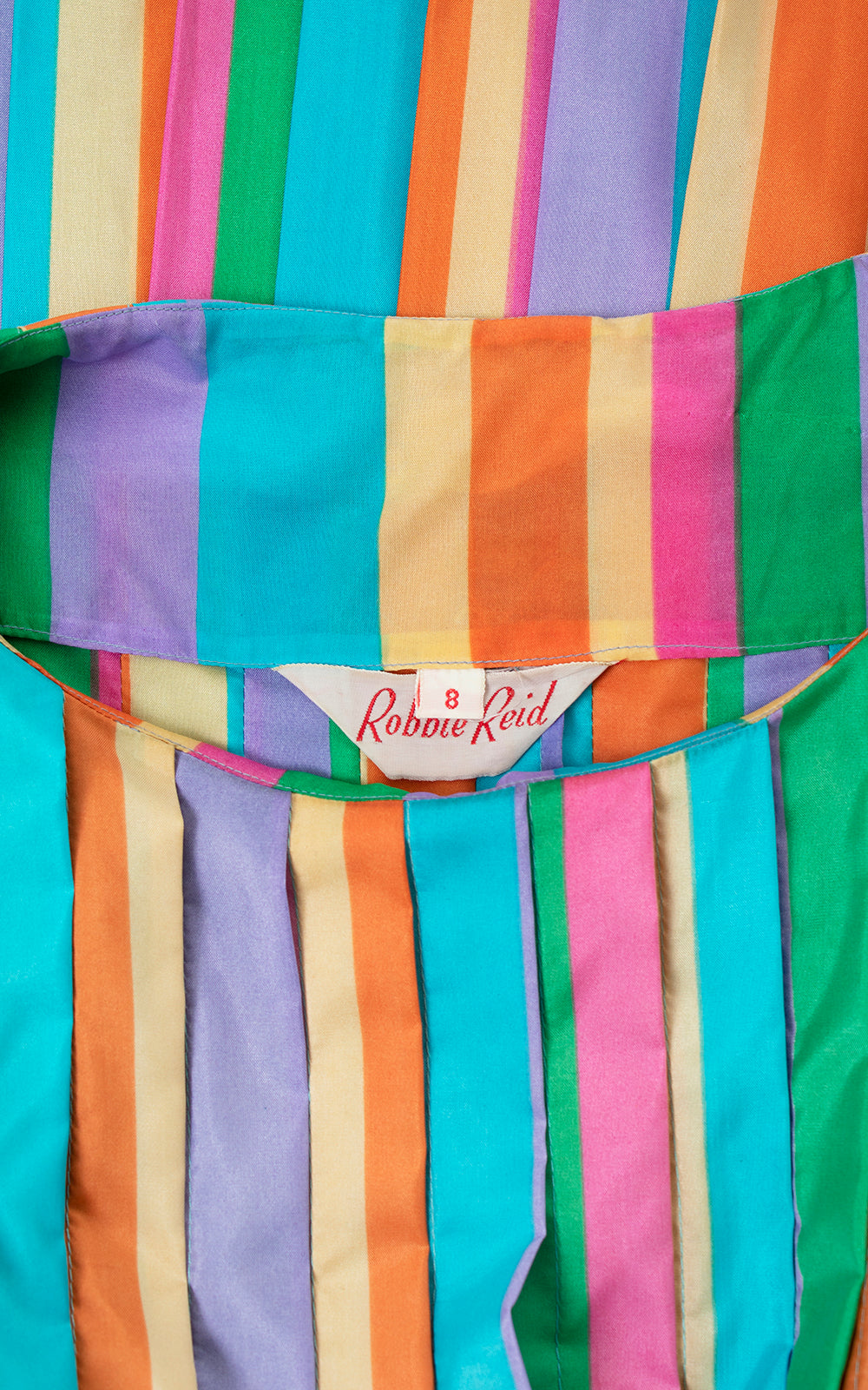 Vintage 1960s Rainbow Striped Pleated Fit and Flare Dress by Birthday Life Vintage