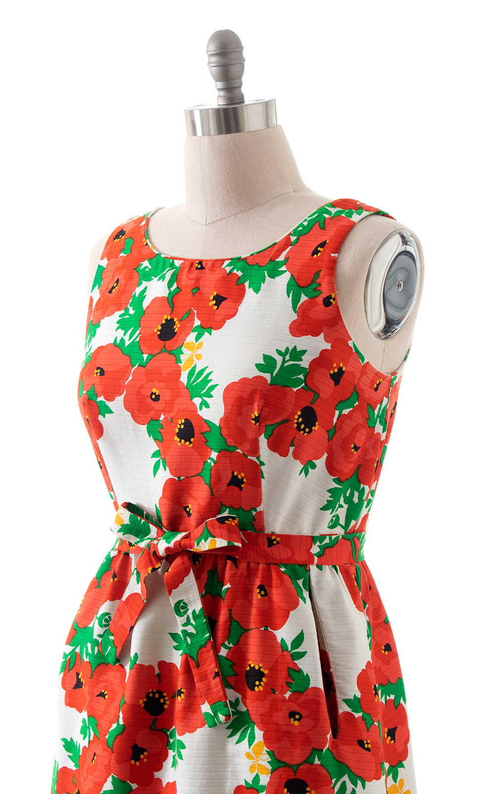 1970s Poppies & Butterflies Sundress with Pockets | medium/large