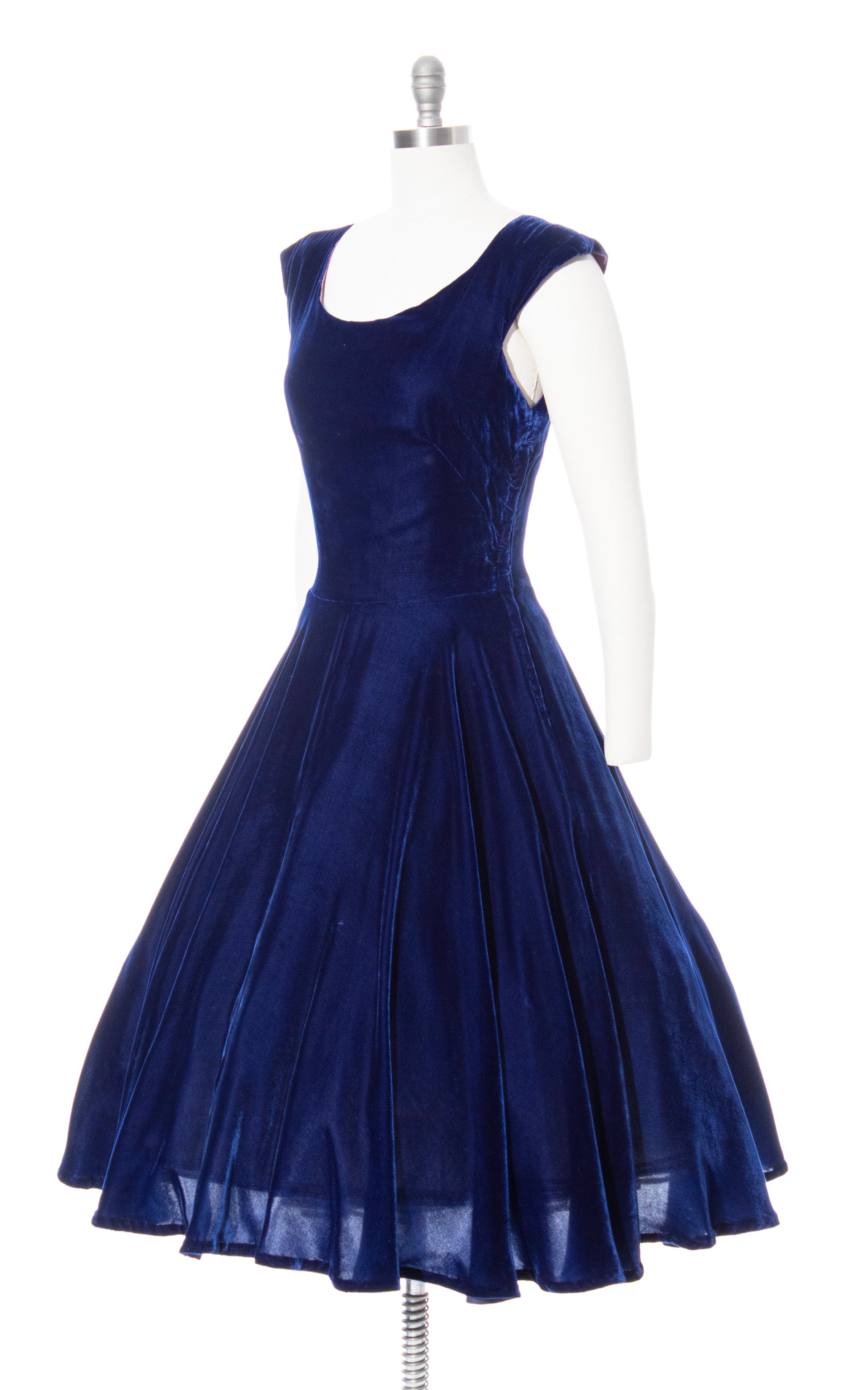 1950s Blue Velvet Party Dress | small/medium Birthday Life Vintage 1950s Blue Velvet Party Dress | small/medium Birthday Life Vintage