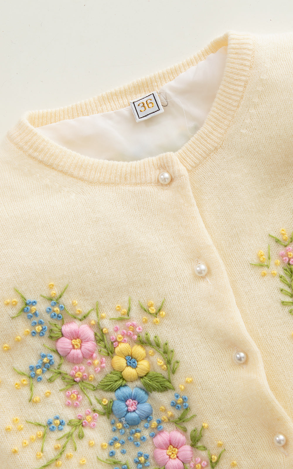 1960s Pastel Floral Embroidered Wool Cardigan | medium/large