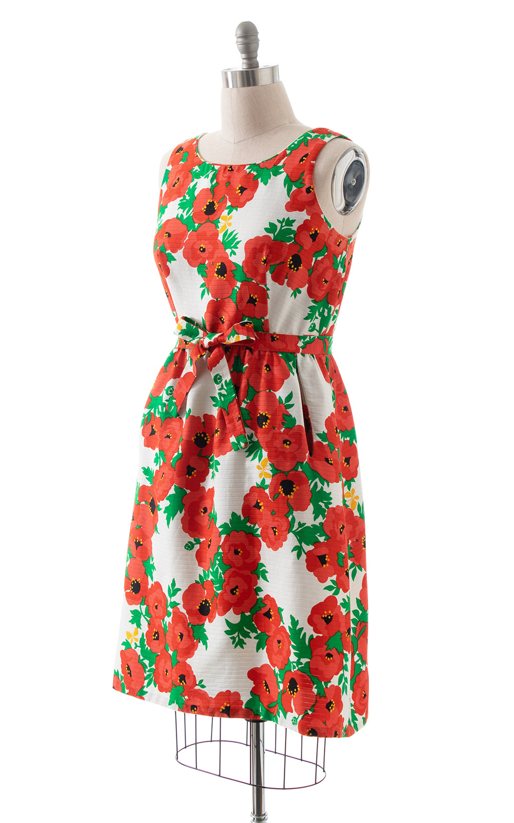 1970s Poppies & Butterflies Sundress with Pockets | medium/large