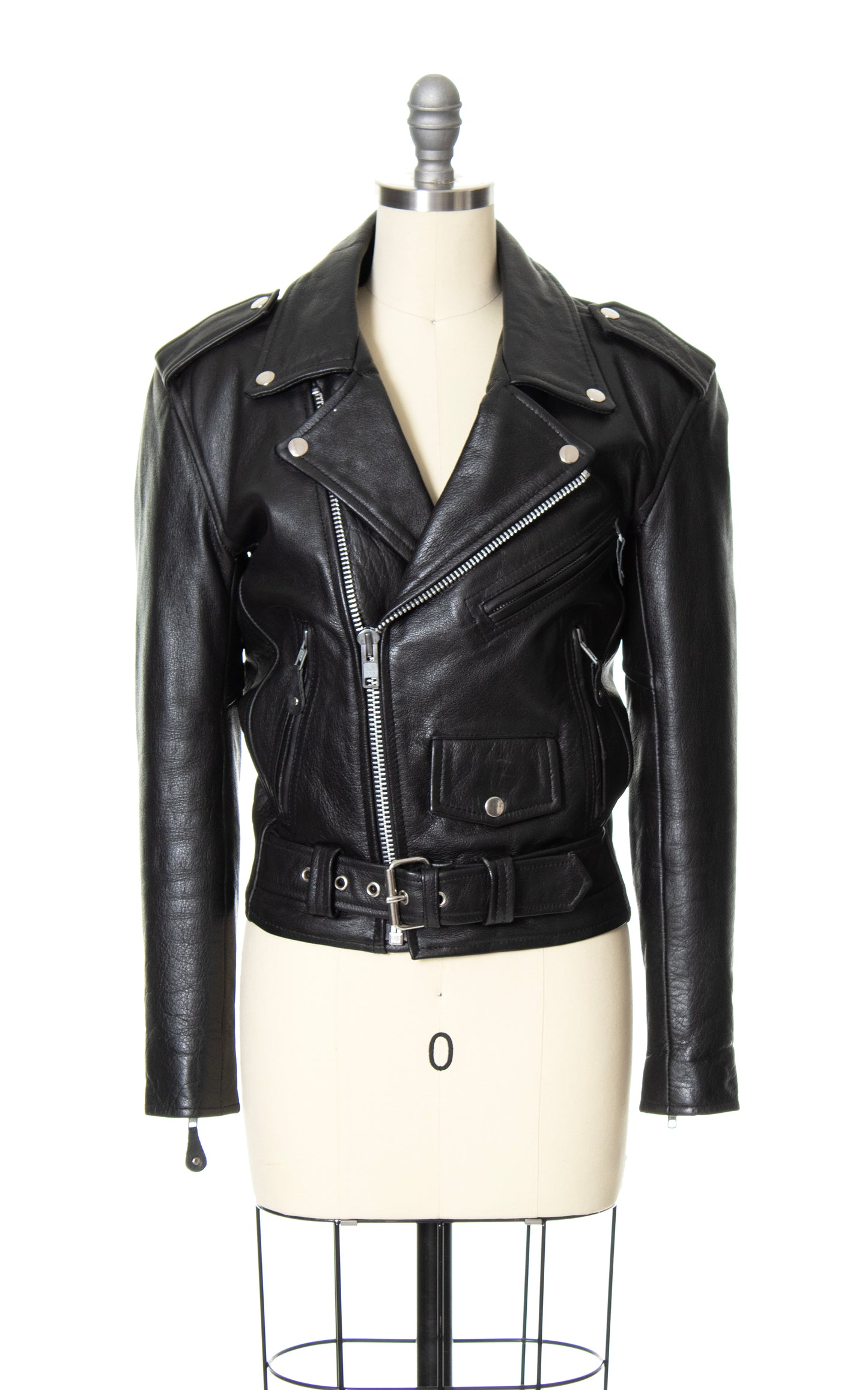 Vintage 80s 1980s Black Leather Moto Jacket BirthdayLifeVintage