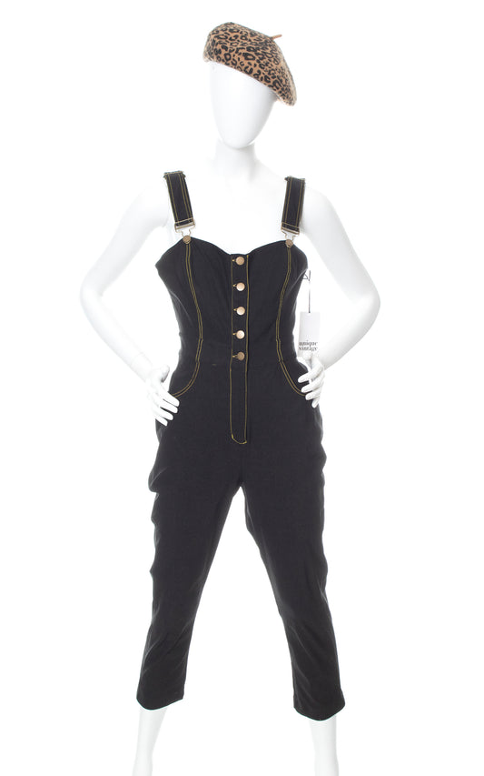 MODERN New with Tags UNIQUE VINTAGE Retro Stretchy Black Jeans Overalls Jumpsuit Birthday Life Vintage