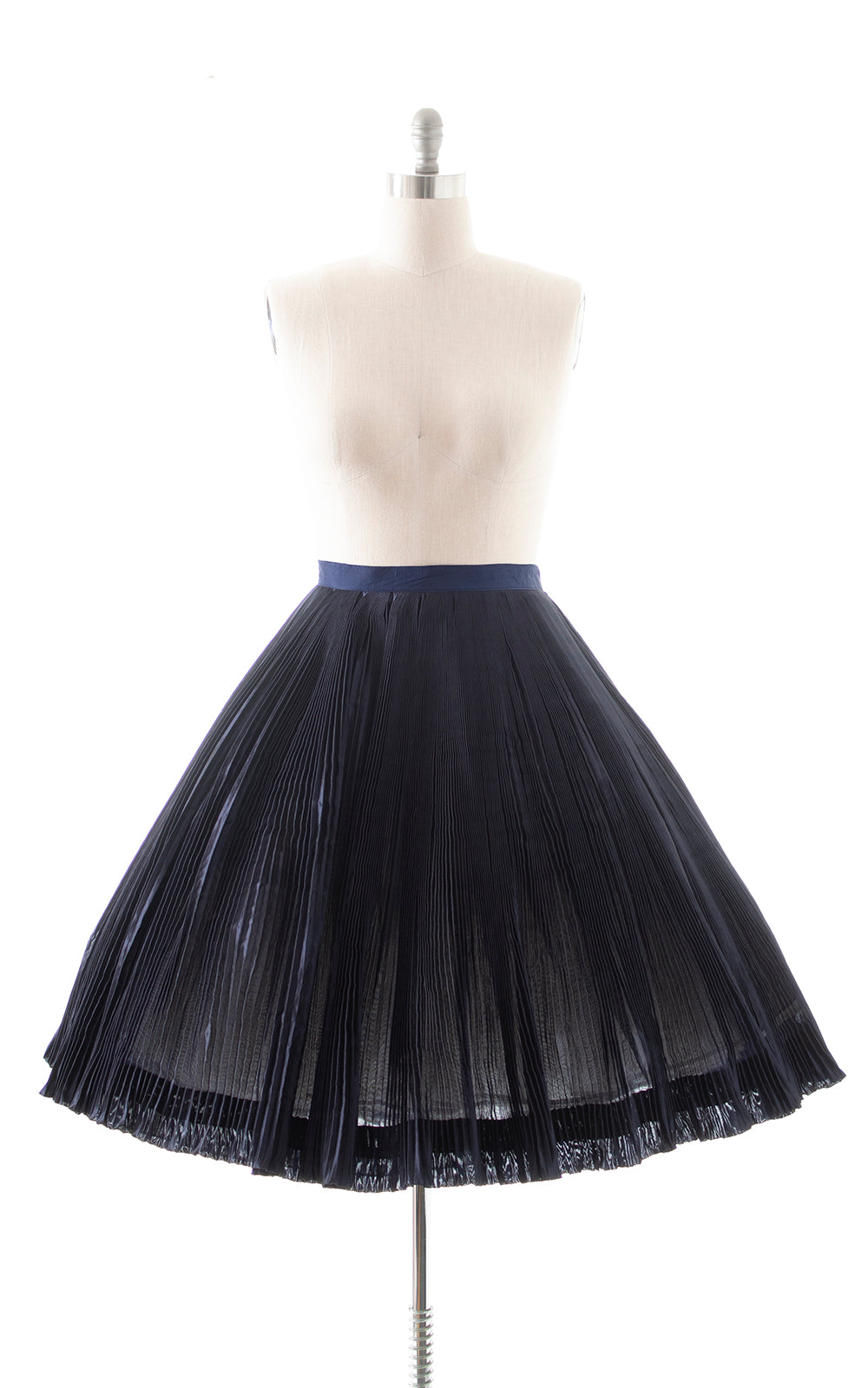 1950s Fortuny Style Pleated Navy Blue Skirt | large