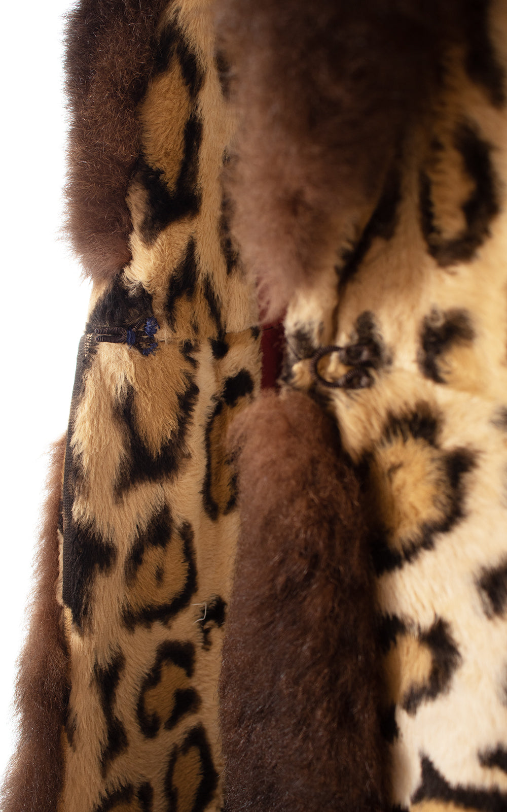 1970s Fur Trim & Leopard Print Faux Fur Princess Coat | x-small/small
