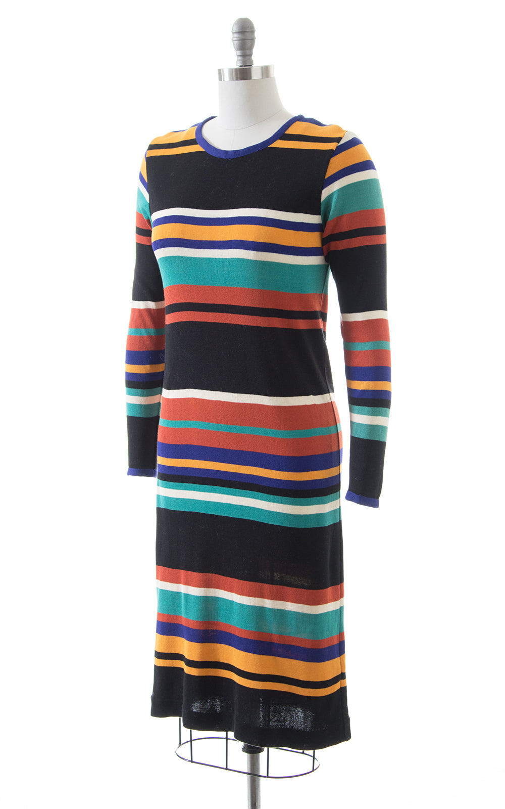 1960s 1970s Missoni Striped Knit Wool Sweater Dress