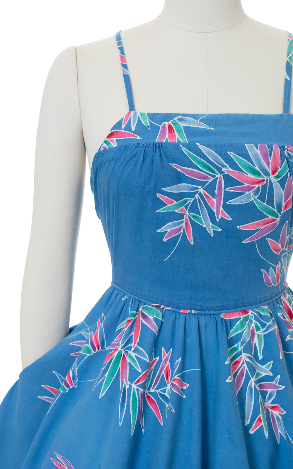 1980s Tropical Leaves Laced Up Sundress | small