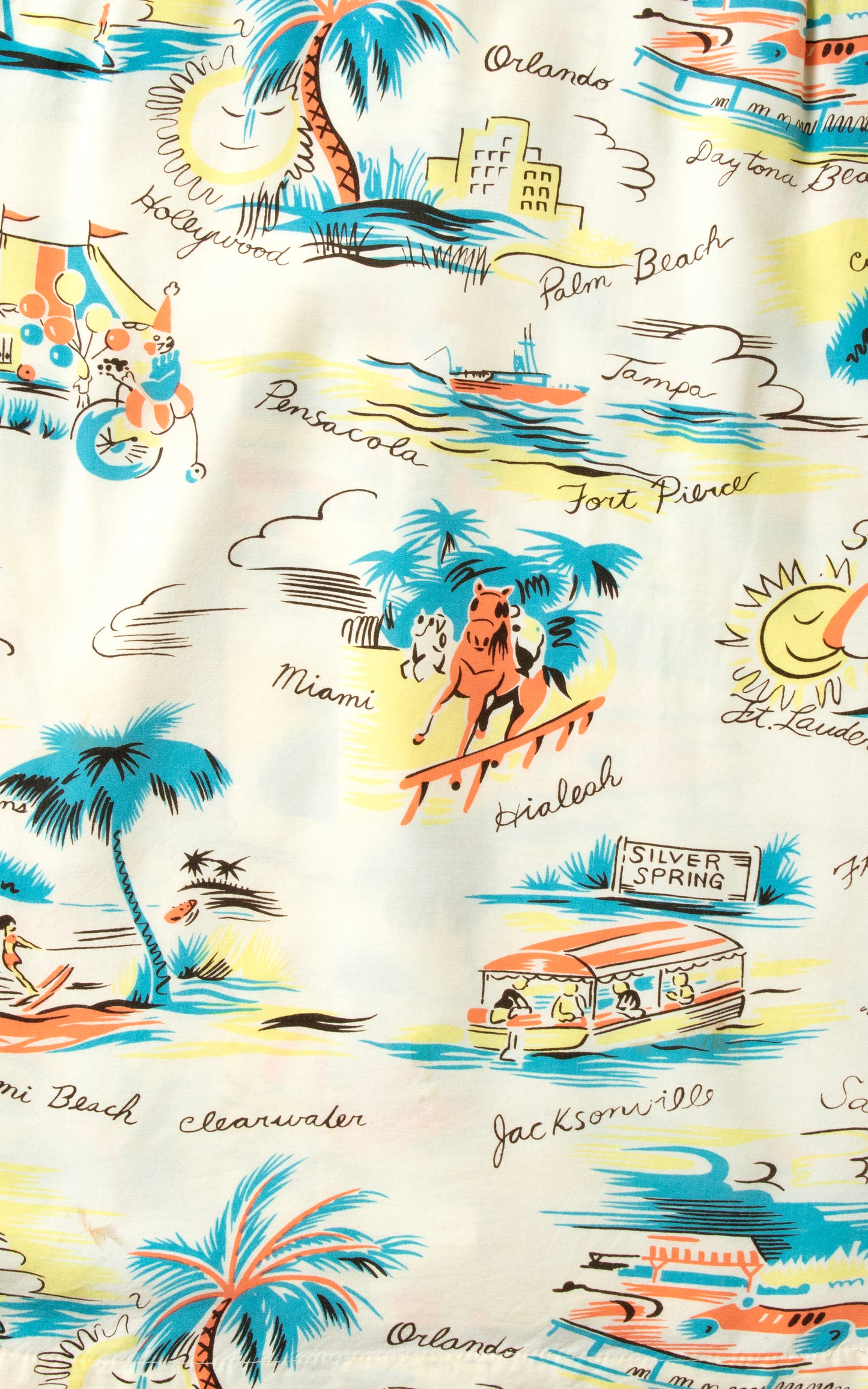 MEN'S 1940s 1950s Florida Novelty Print Rayon Shirt | men's small & women's medium/large