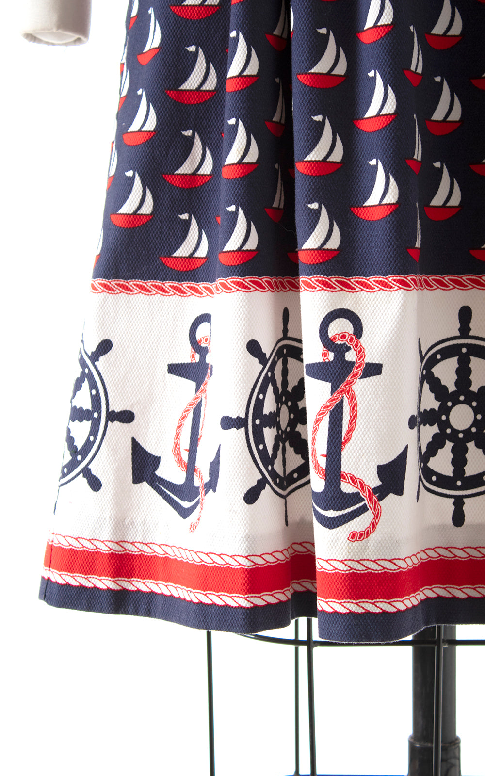 Modern 1950s Style Sailor Novelty Print Sundress with Pockets | x-small/small