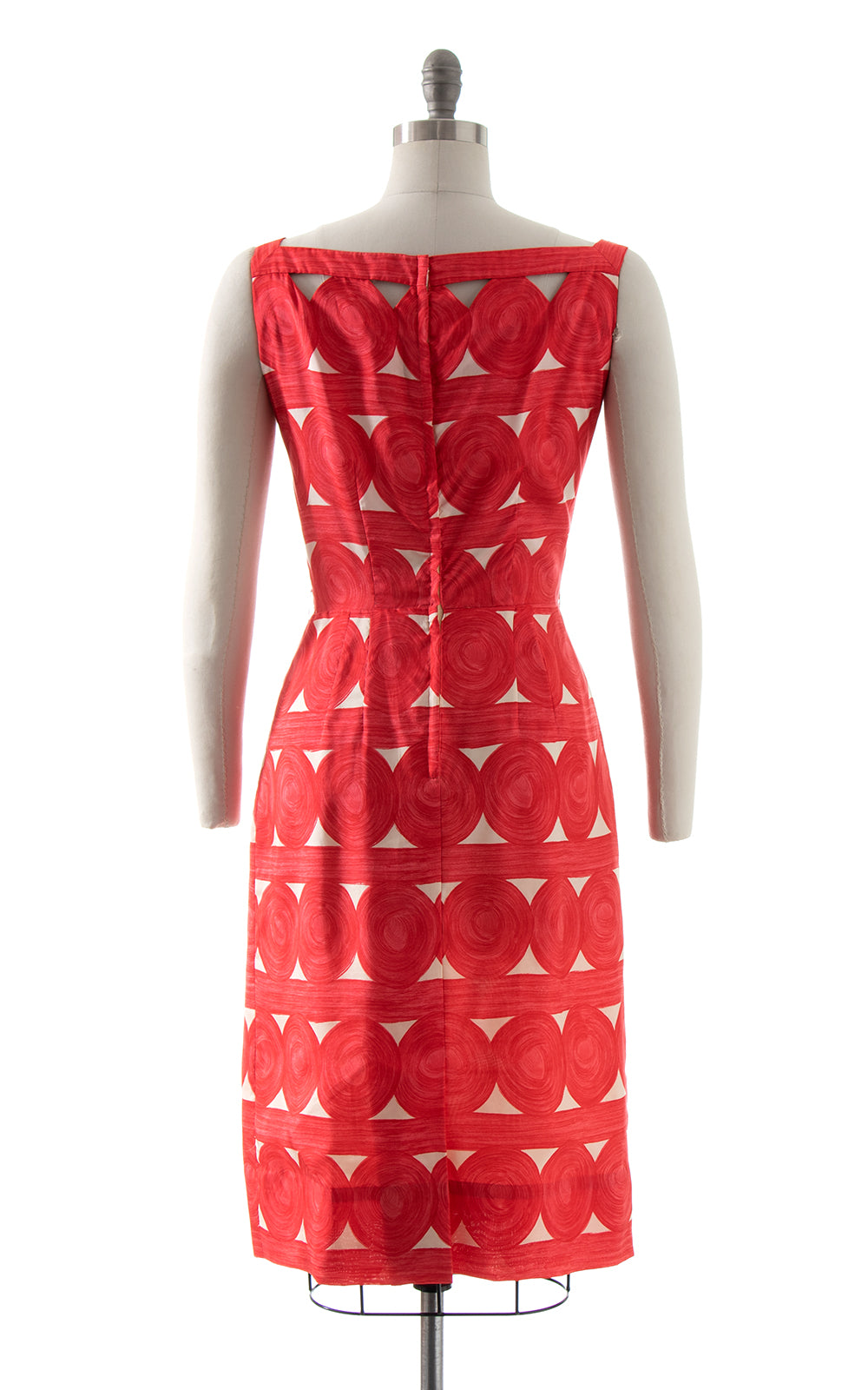 1950s Cutout Polka Dot Silk Sheath Dress BirthdayLifeVintage