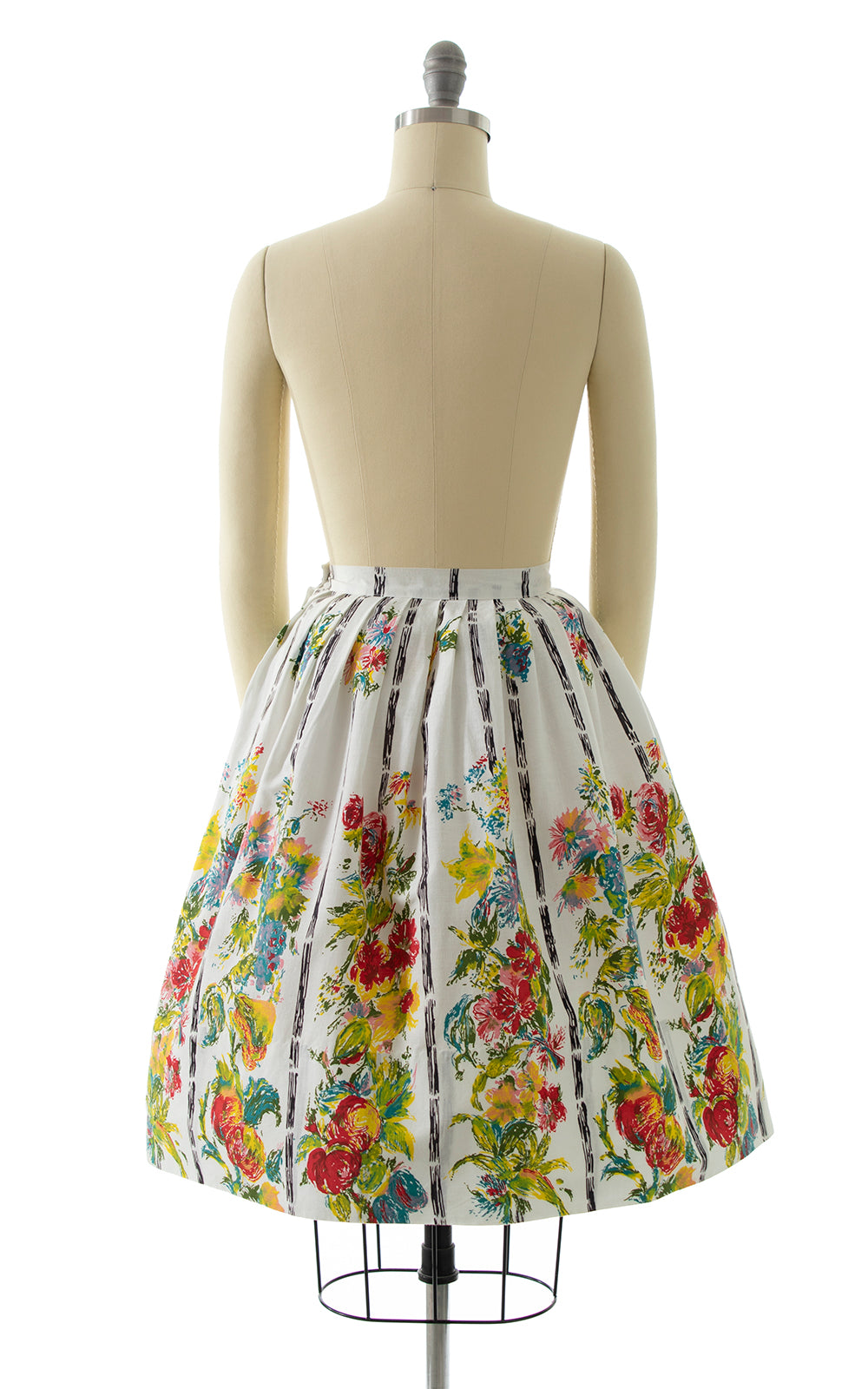 1950s Floral Bamboo Printed Cotton Blouse & Skirt Set BirthdayLifeVintage