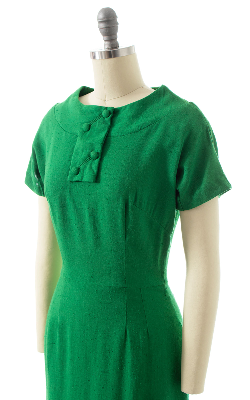 BLV x DEANNA || 1960s Kelly Green Linen Wiggle Dress | x-small