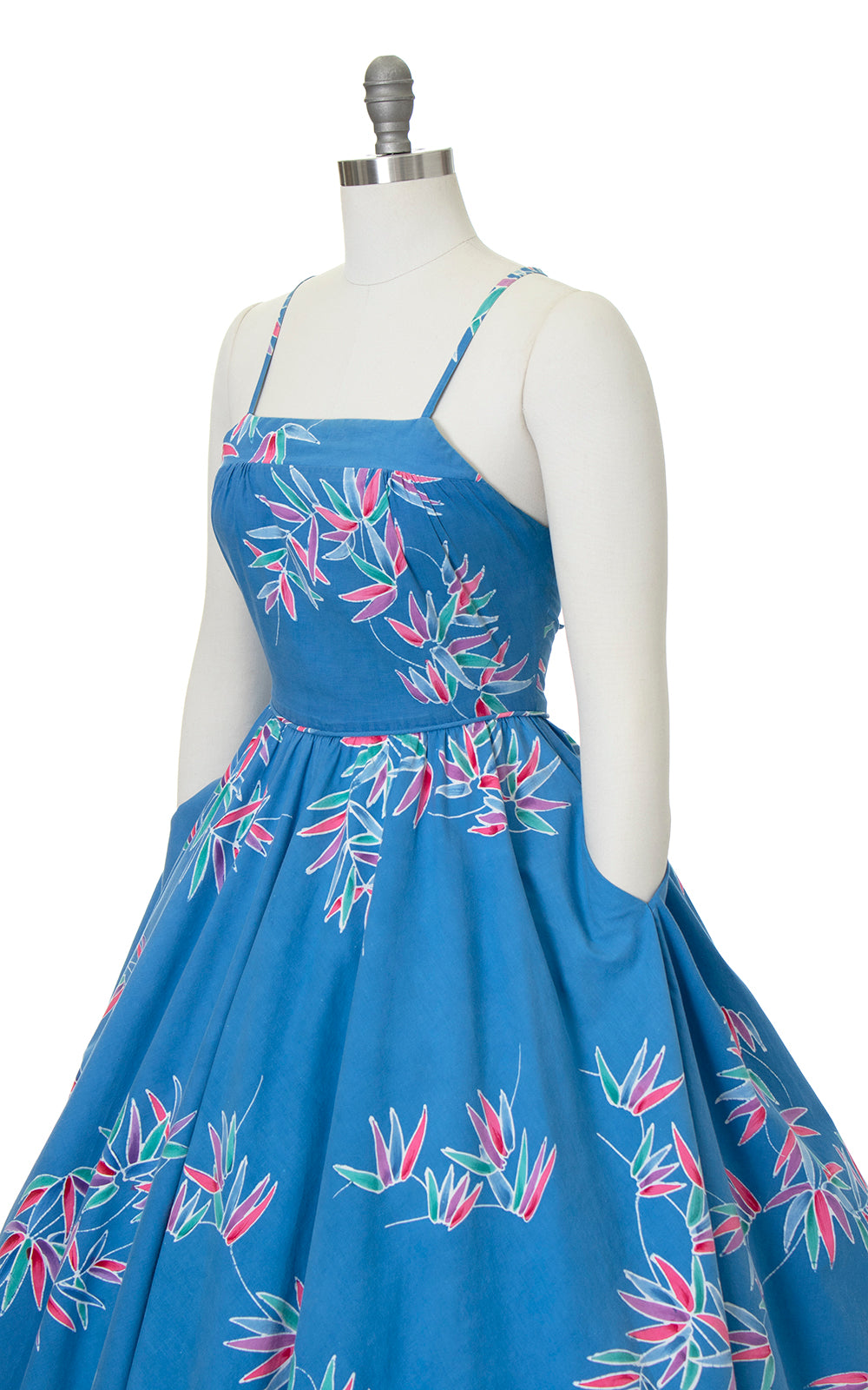 1980s Tropical Leaves Laced Up Sundress | small