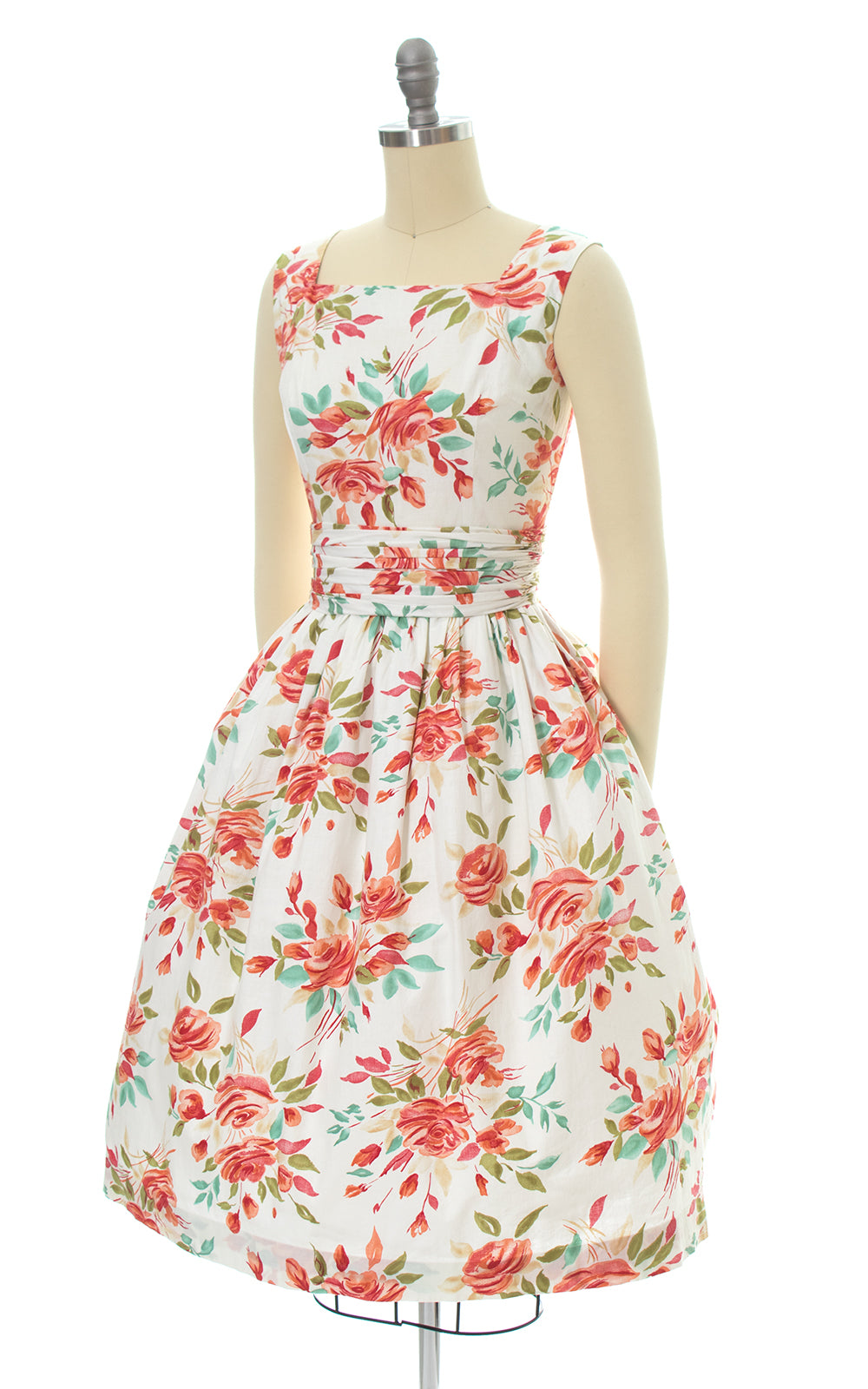 1950s Rose Print Sundress & Bolero Set