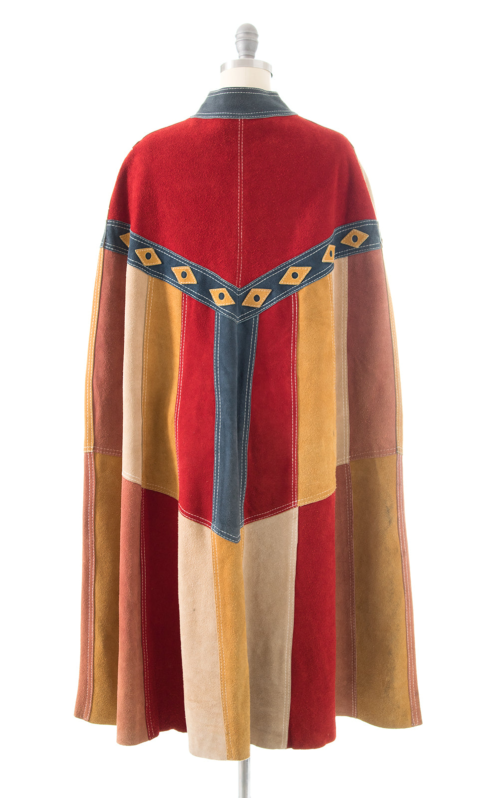 1960s 1970s Suede Patchwork Cape