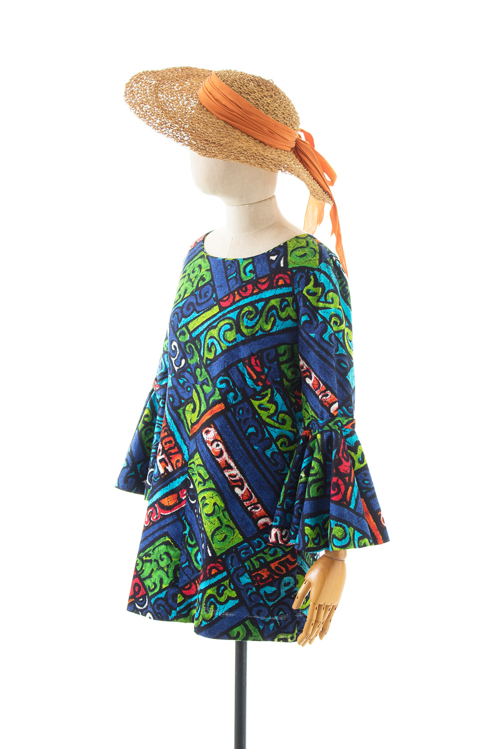 1970s Hawaiian Tiki Circle Sleeve Micro Mini Dress BirthdayLifeVintage