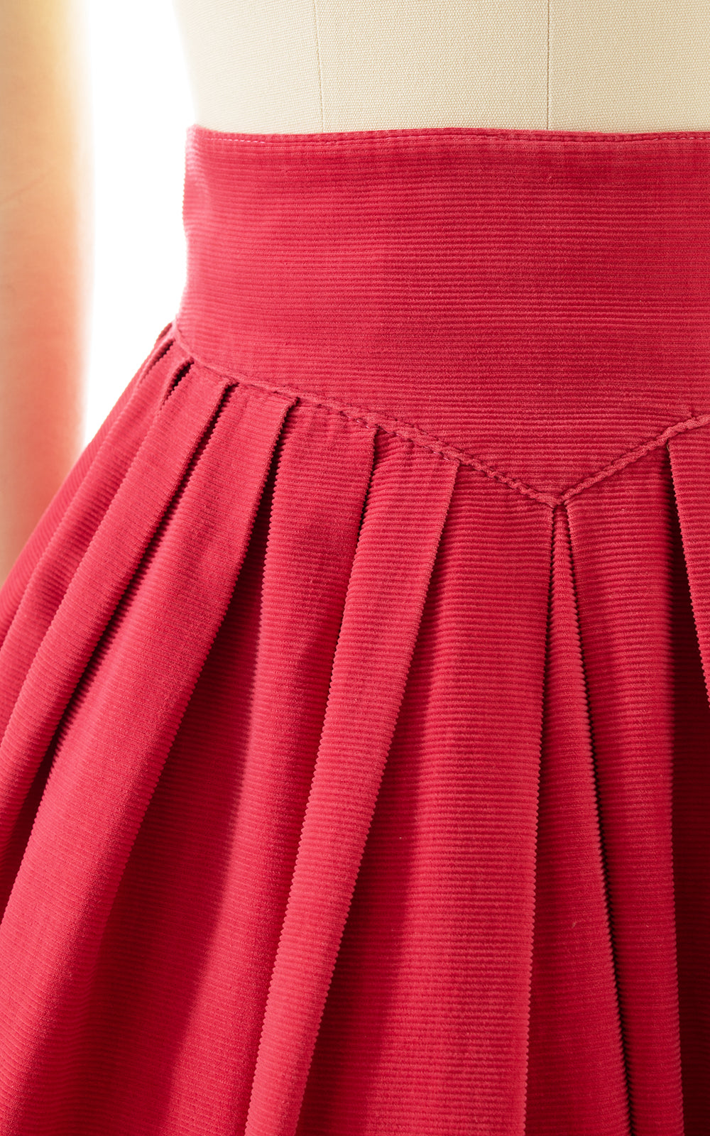 1950s Pink Corduroy Basque Waist Skirt | small