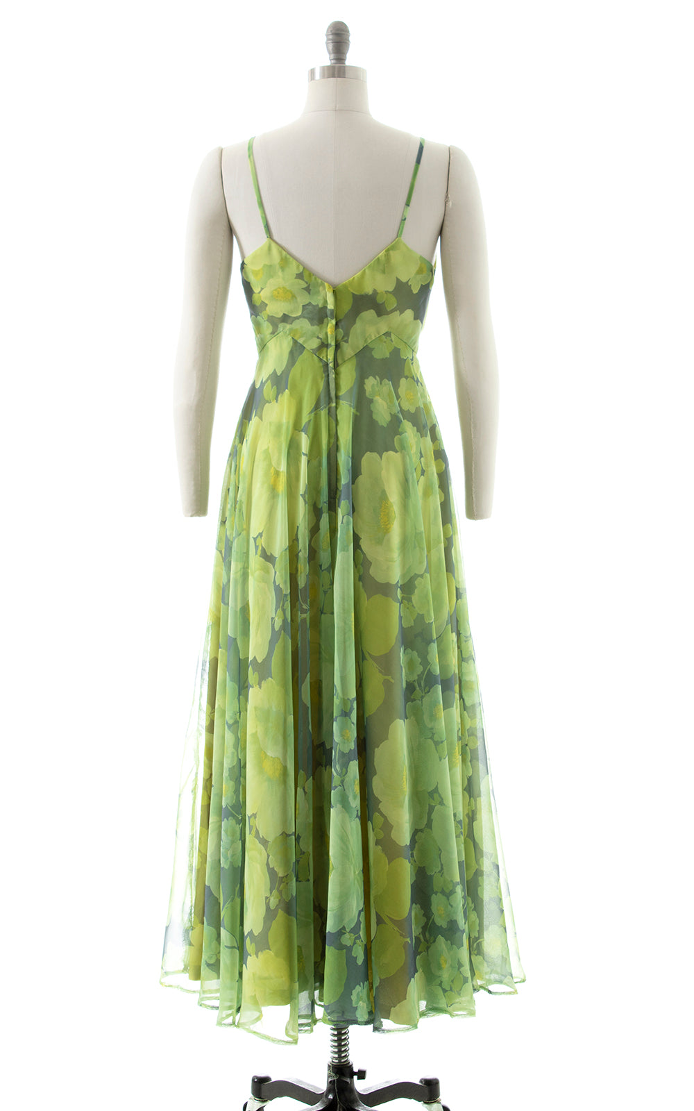 1970s MIKE BENET Floral Chiffon Maxi Dress & Capelet | small