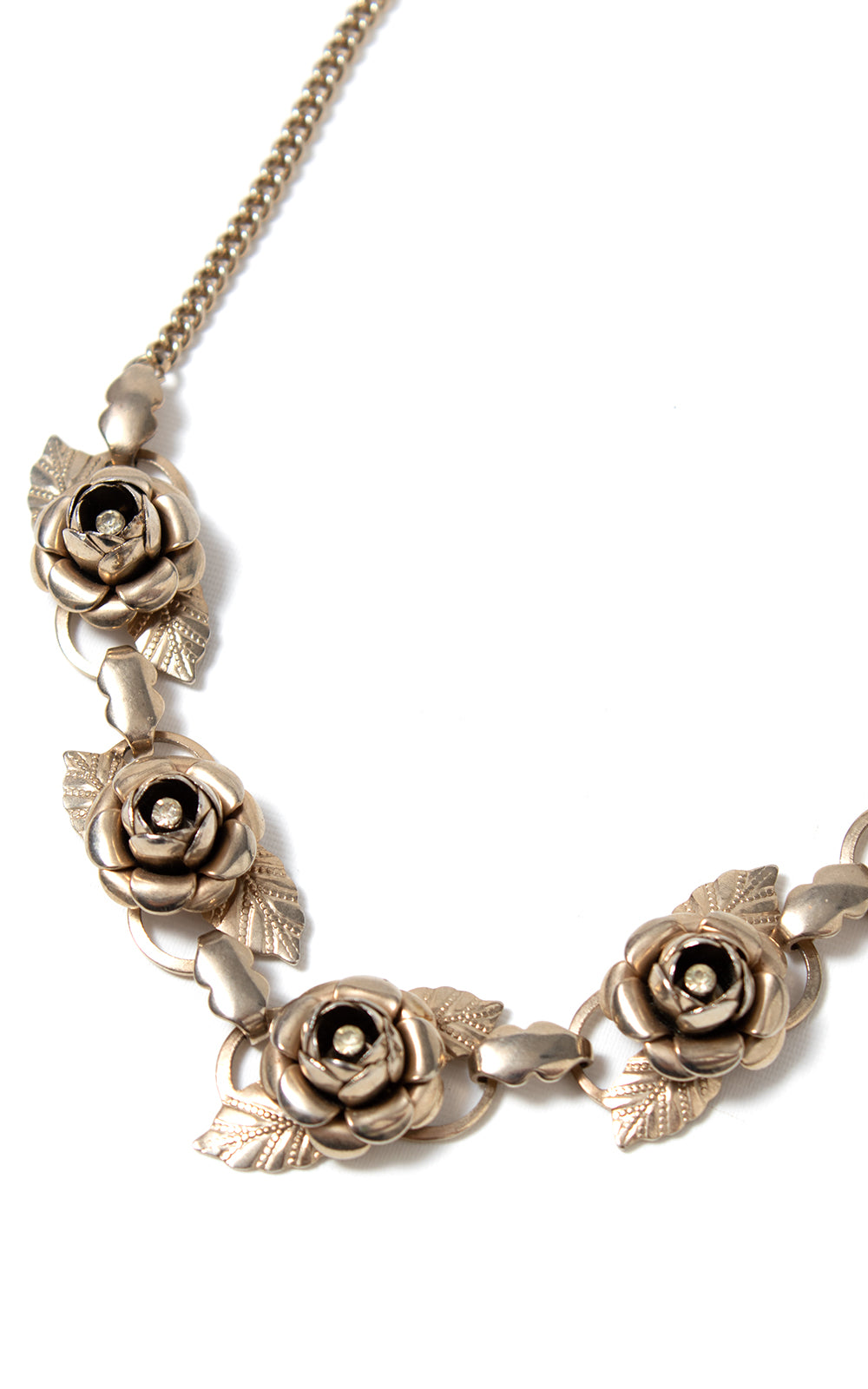 Vintage Silver Tone Rose Choker Necklace BirthdayLifeVintage